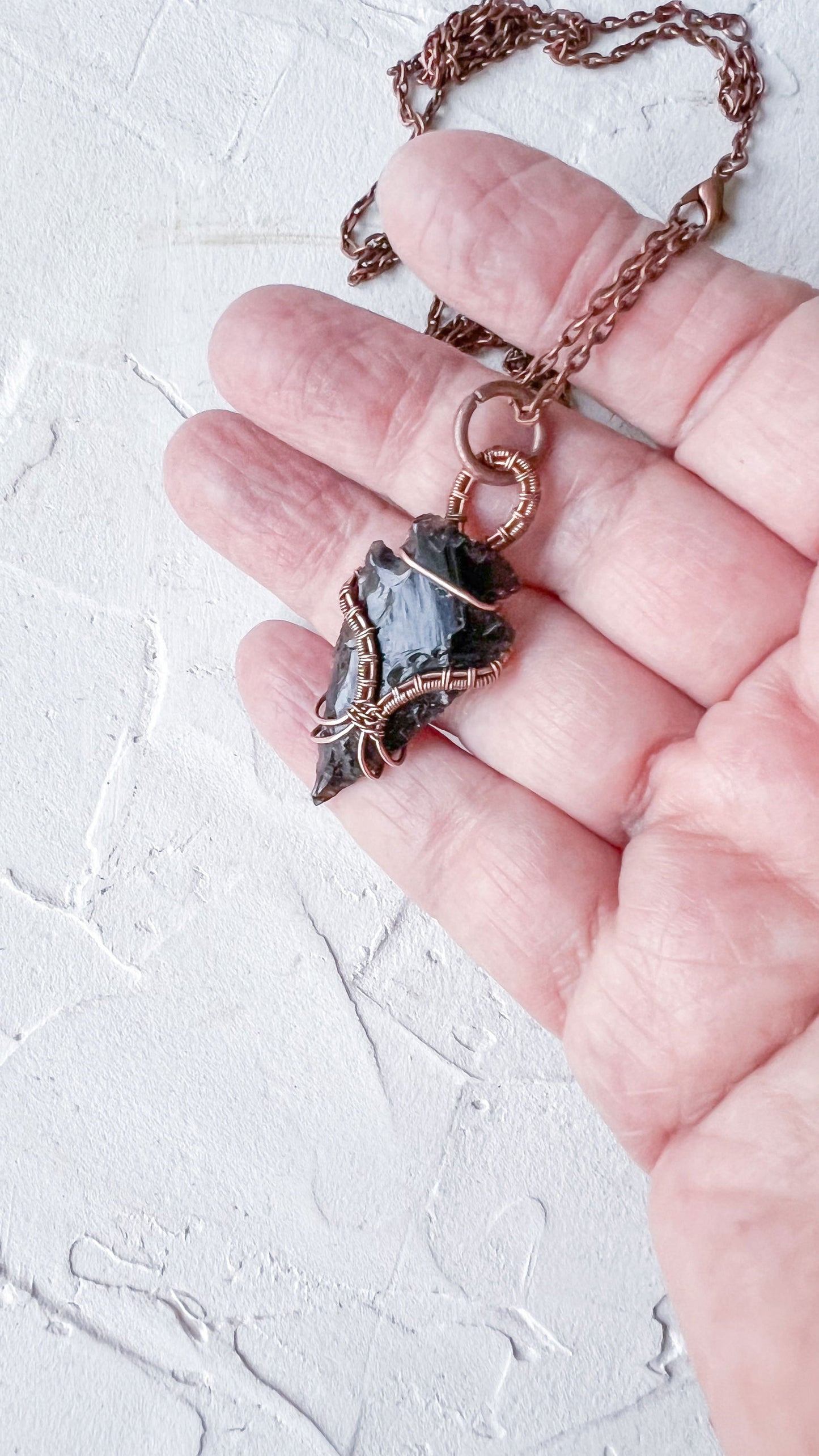 Black Obsidian Copper Arrowhead Pendant - Copper Jewels