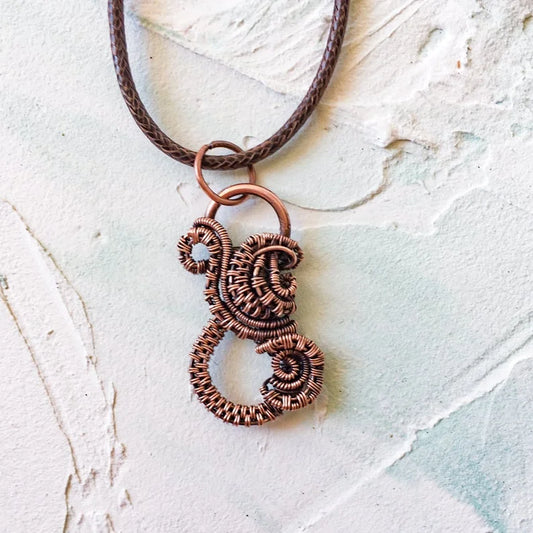 Copper Wire Woven Pendant Hand Made Amulet