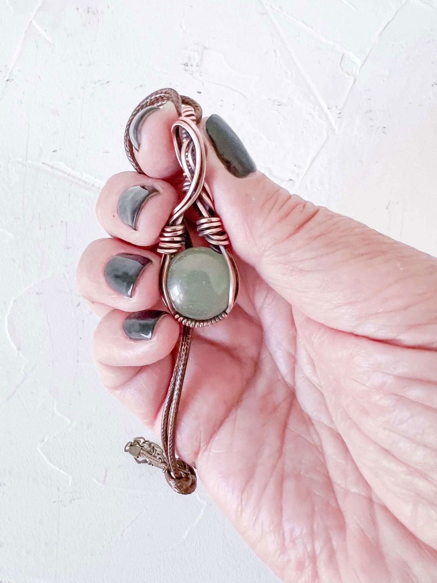 Copper Wire Wrapped Green Aventurine Pendant - Copper Jewels