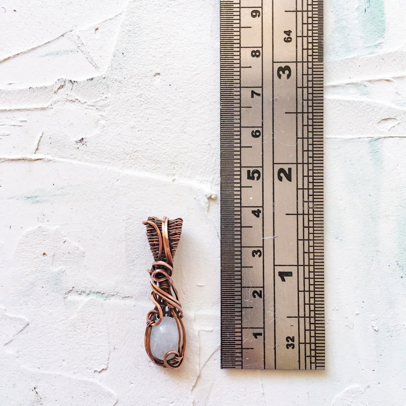 Copper Wire Wrapped Rainbow Moonstone Pendant - Copper Jewels