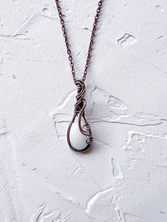Cute Moonstone and Copper Wire Pendant