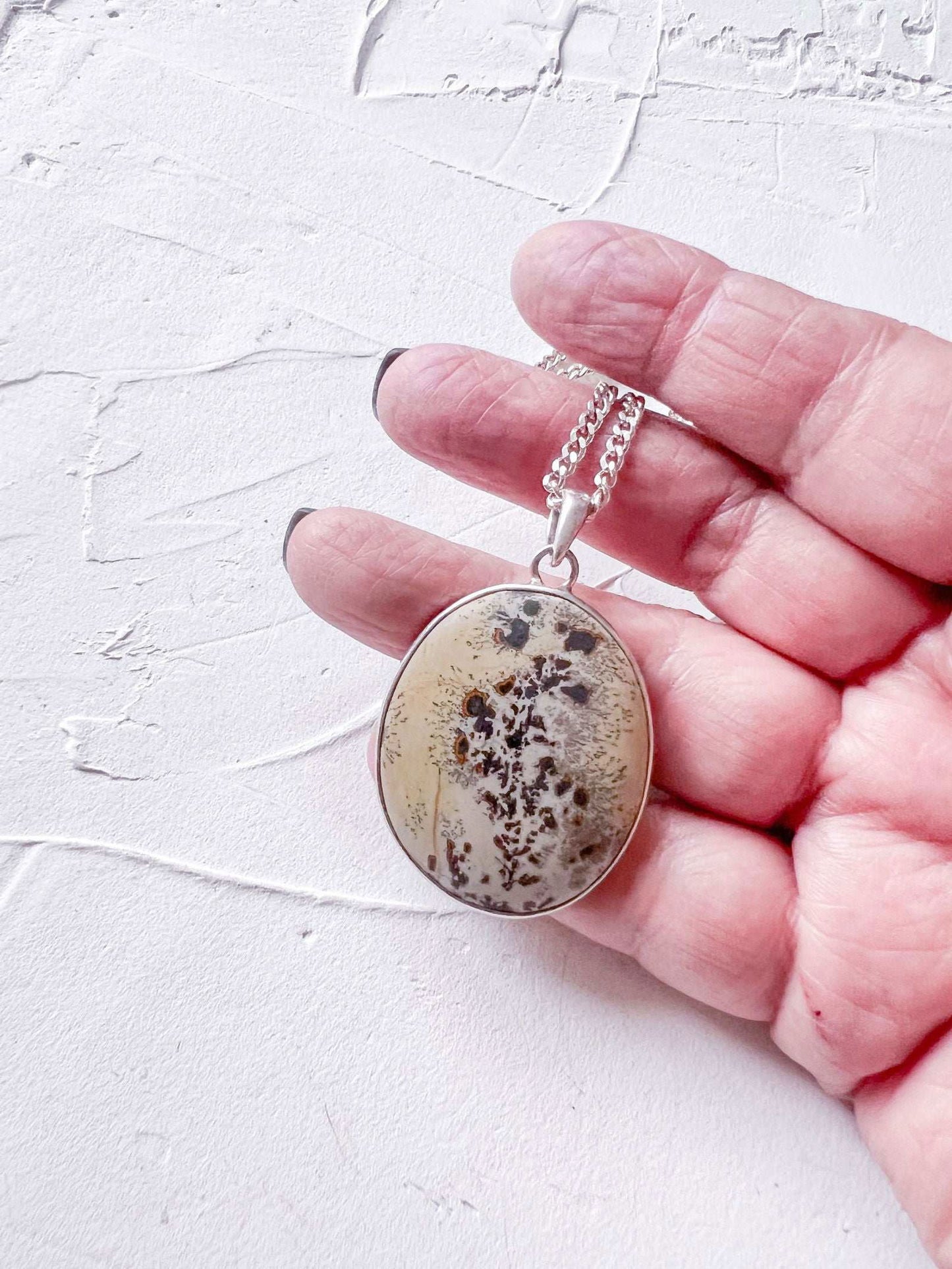 Elegant Hand Crafted Jasper and Silver Pendant - Copper Jewels