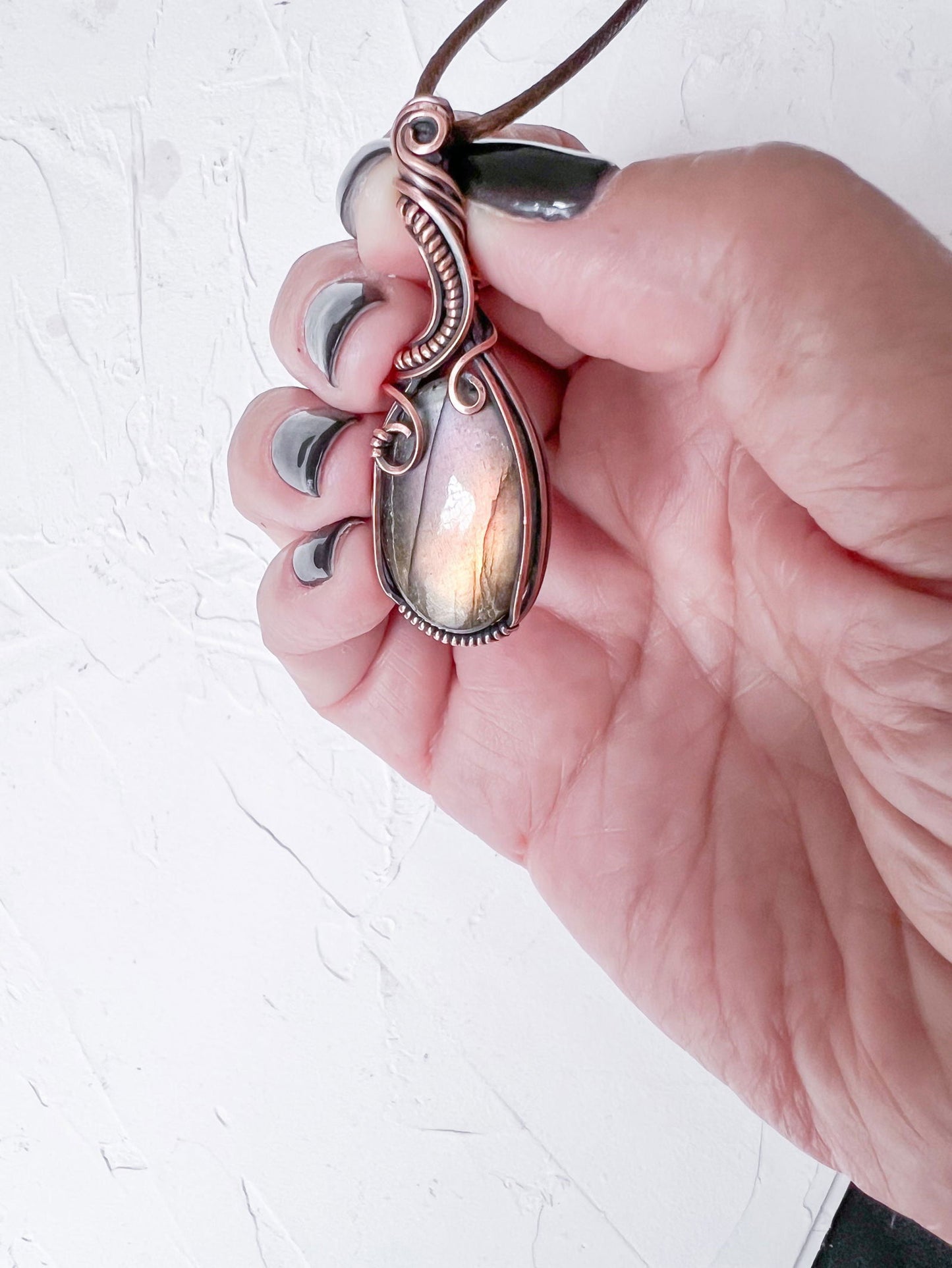 Gold and Purple Witchy Labradorite Pendant - Copper Jewels