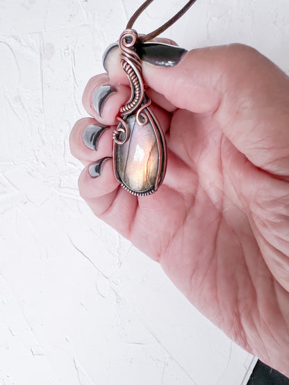Gold and Purple Witchy Labradorite Pendant