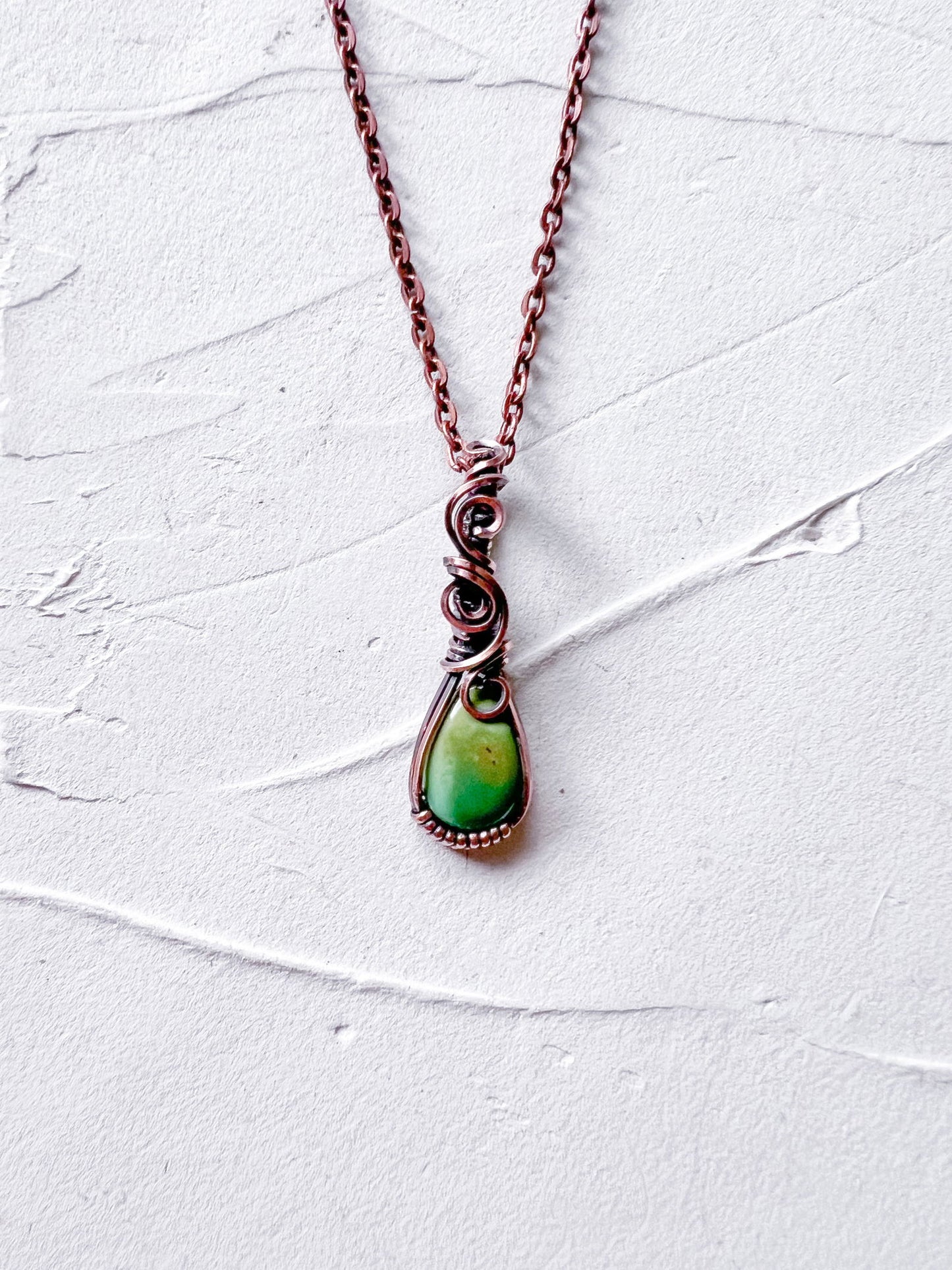 Green Tibetan Turquoise and Copper Pendant - Copper Jewels