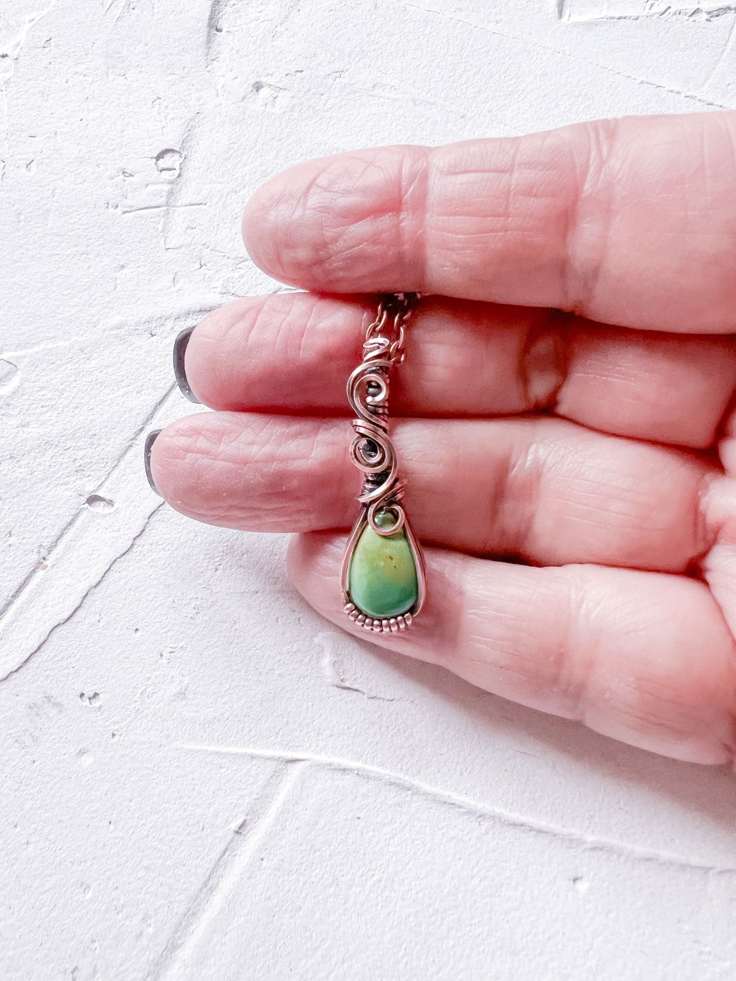 Green Tibetan Turquoise and Copper Pendant - Copper Jewels