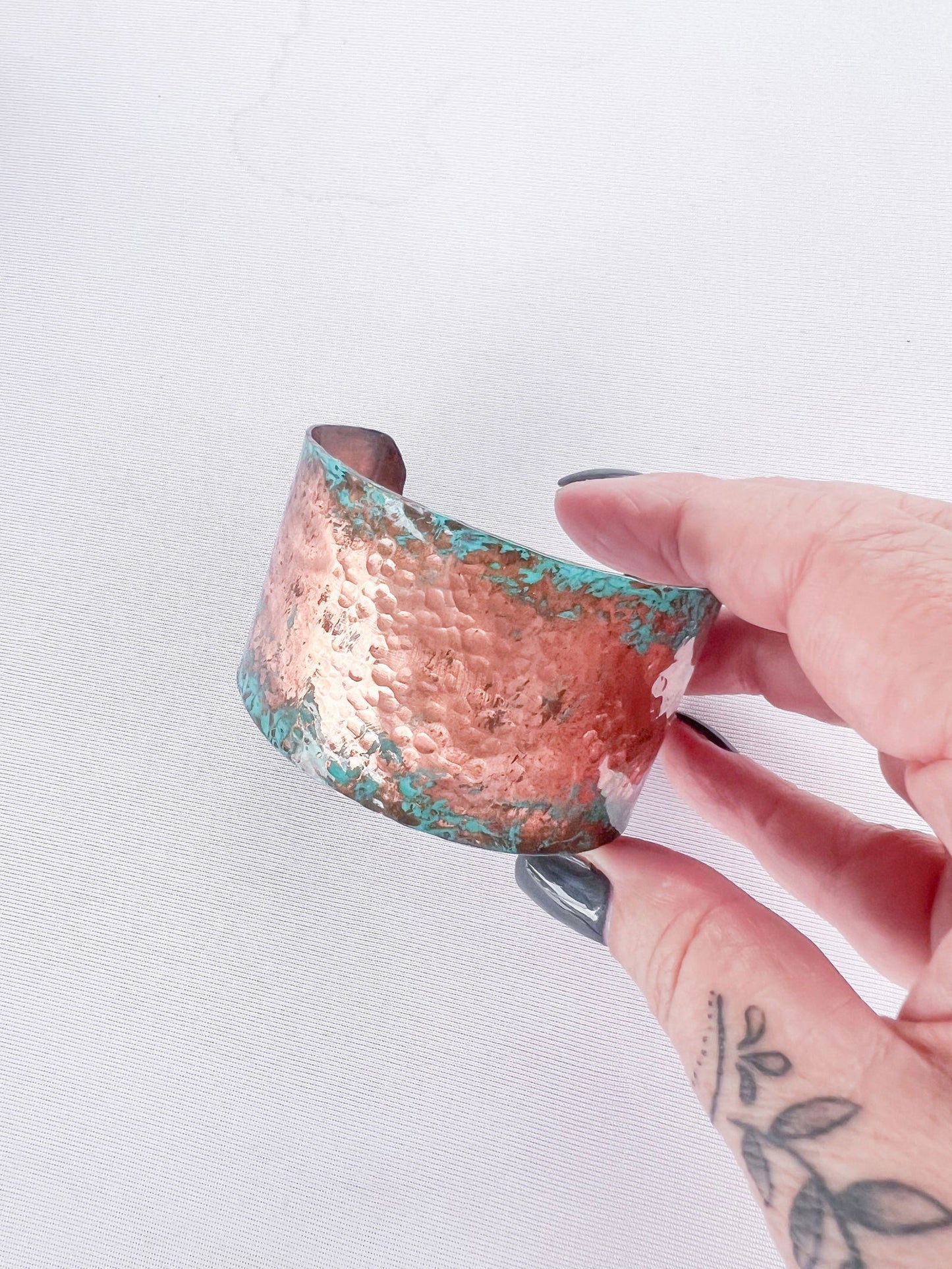 Hand hammered Copper Bangle Verdigris Patina - Copper Jewels