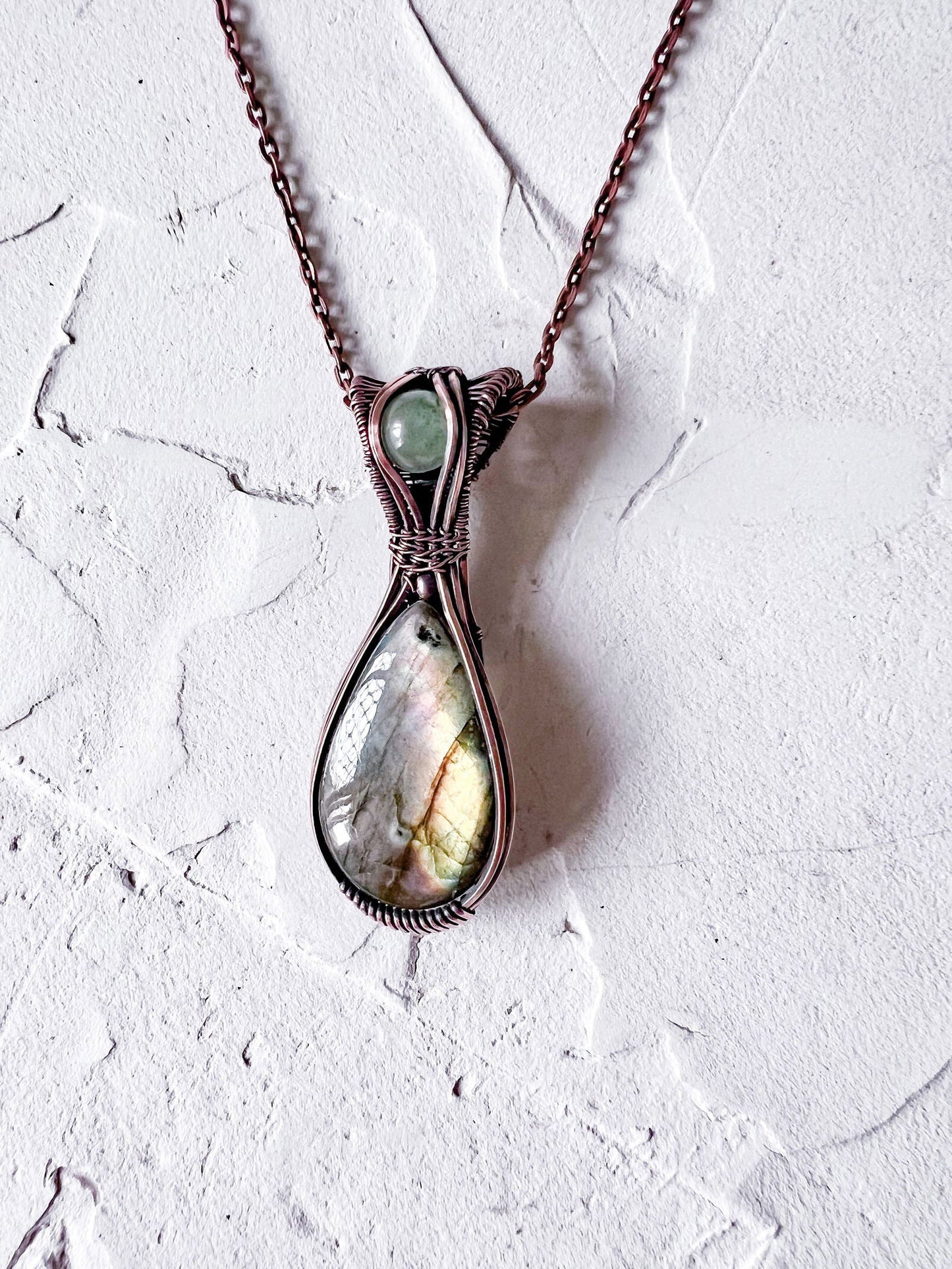 Labradorite and Avenurine Copper Necklace - Copper Jewels