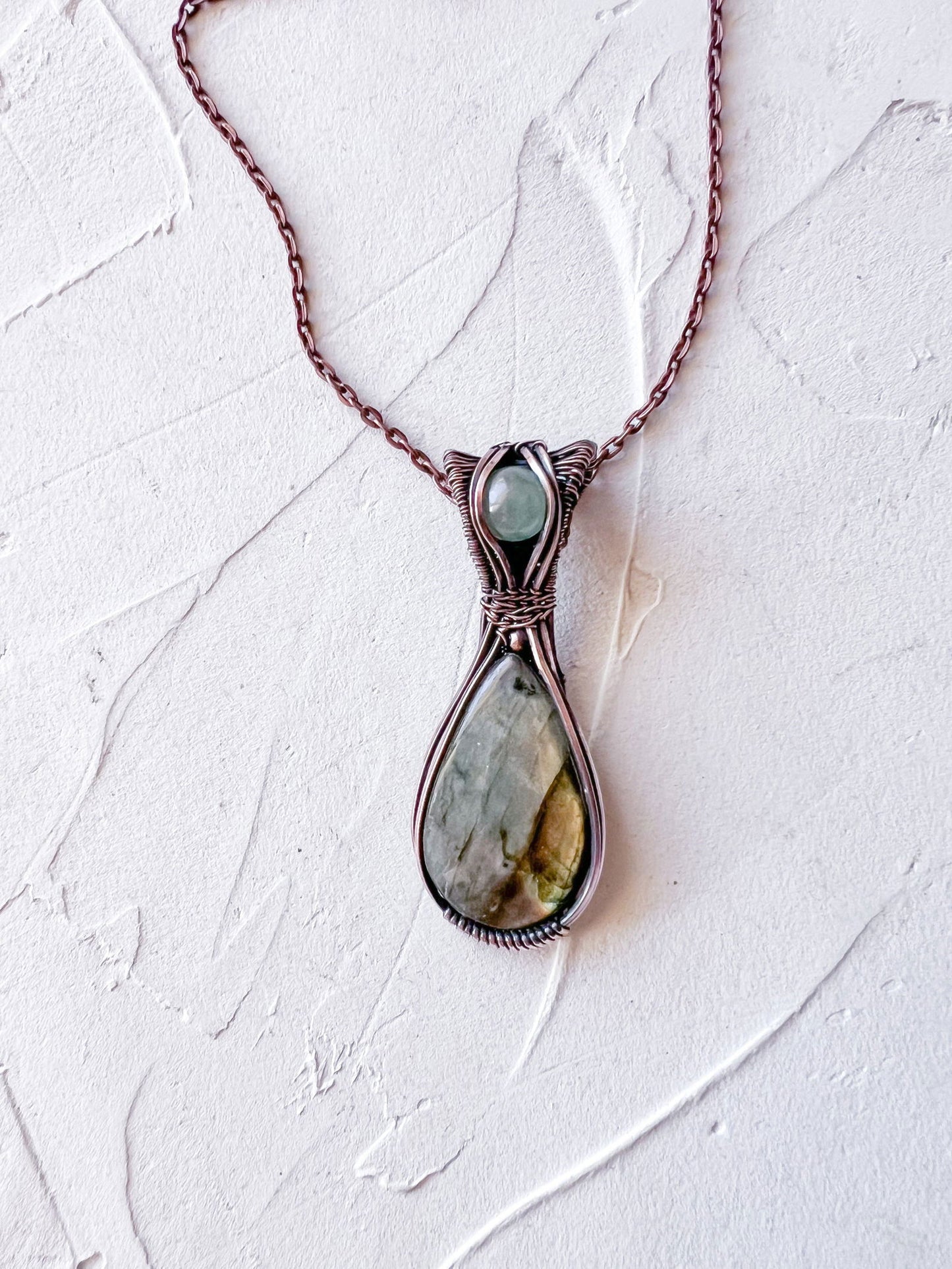 Labradorite and Avenurine Copper Necklace - Copper Jewels