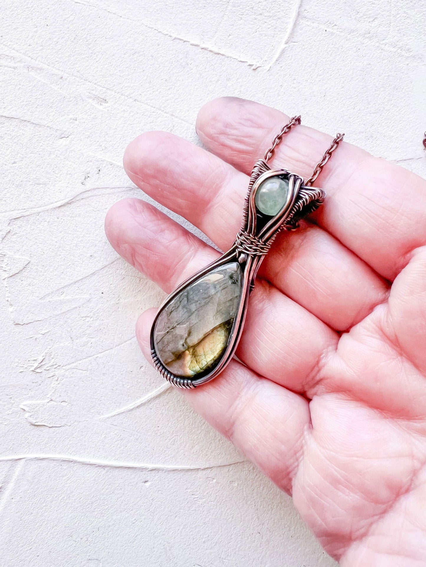 Labradorite and Avenurine Copper Necklace - Copper Jewels