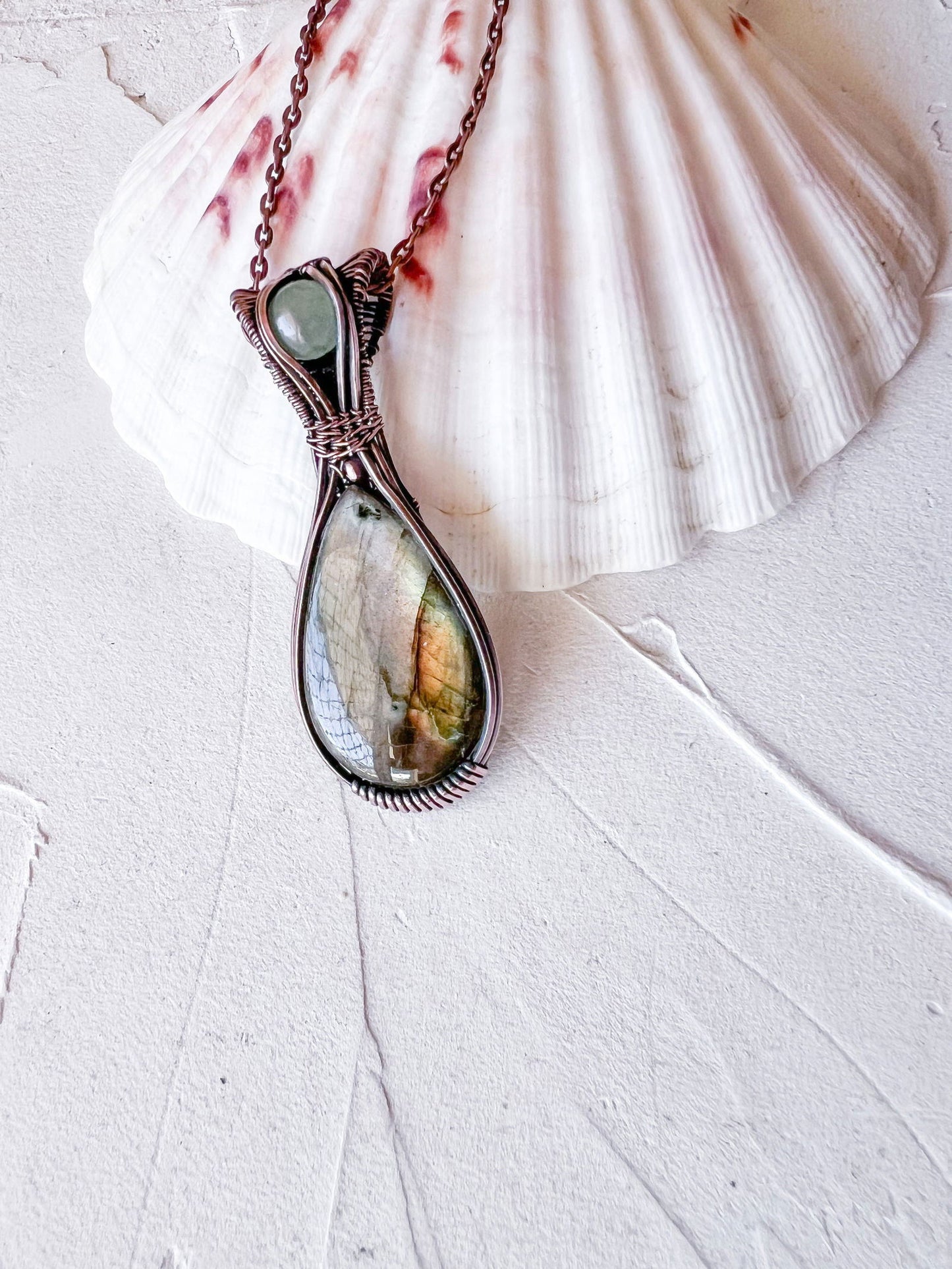 Labradorite and Avenurine Copper Necklace - Copper Jewels