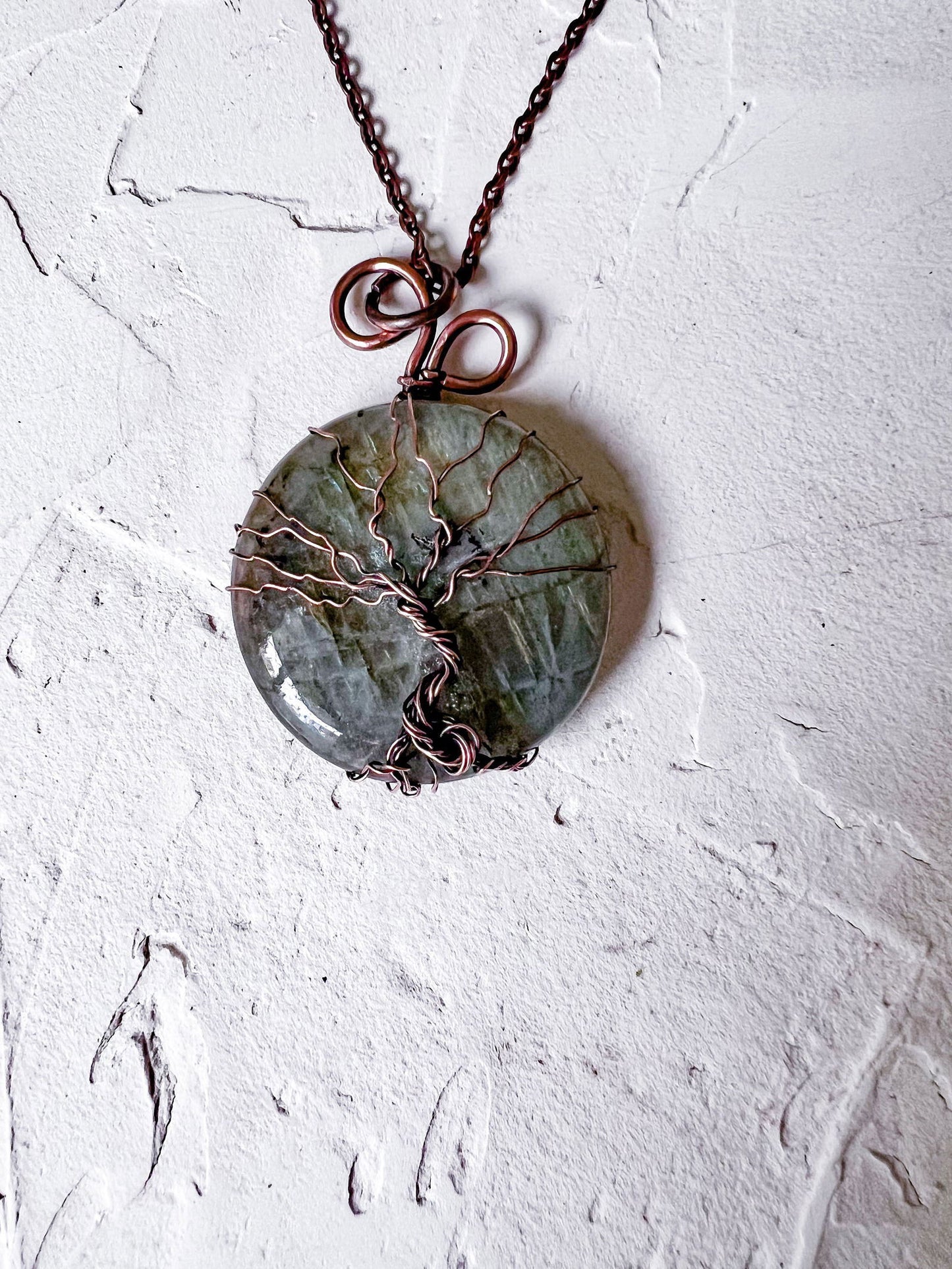 Labradorite and Tree of Life Copper Necklace - Copper Jewels