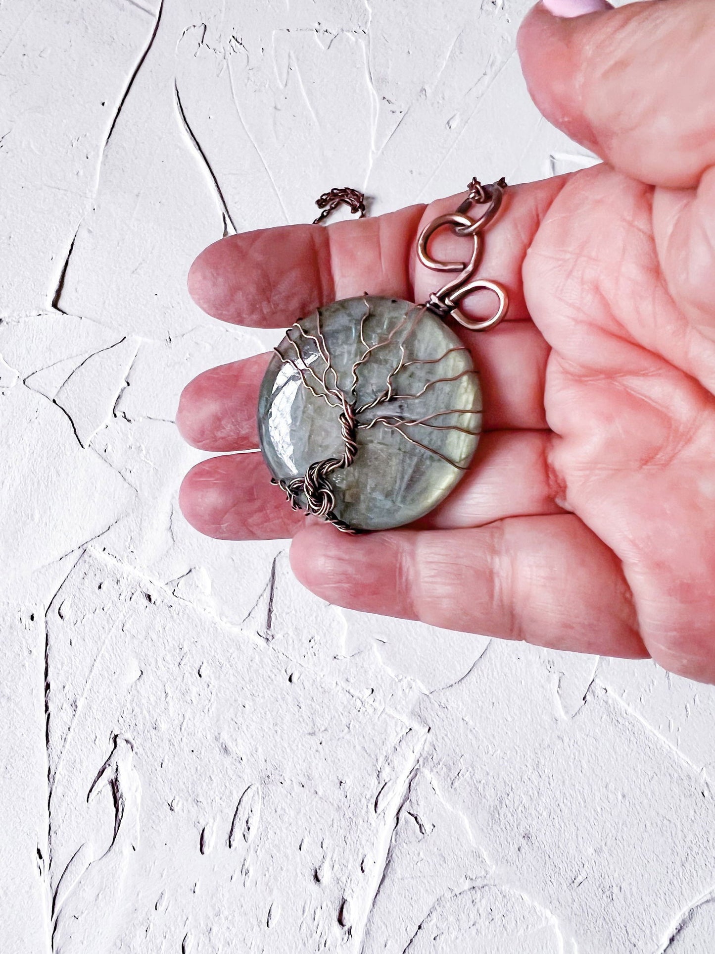 Labradorite and Tree of Life Copper Necklace - Copper Jewels