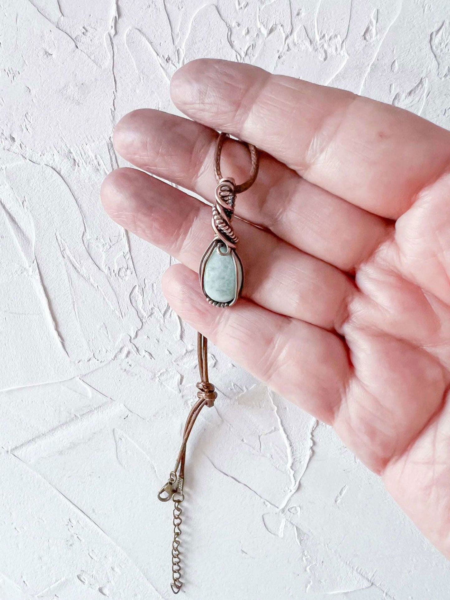 Larimar set in Copper Handmade Pendant - Copper Jewels