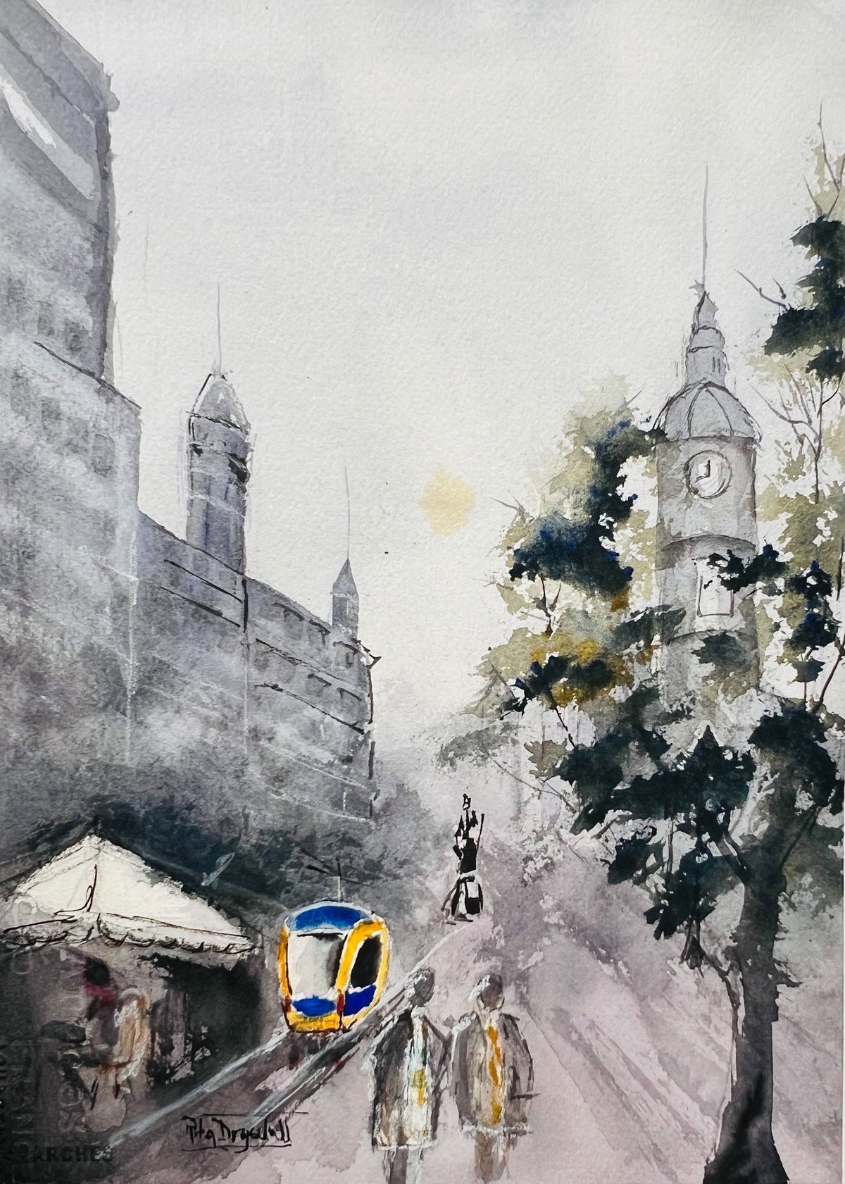 Melbourne in Motion | Original Watercolour Painting - Copper Jewels