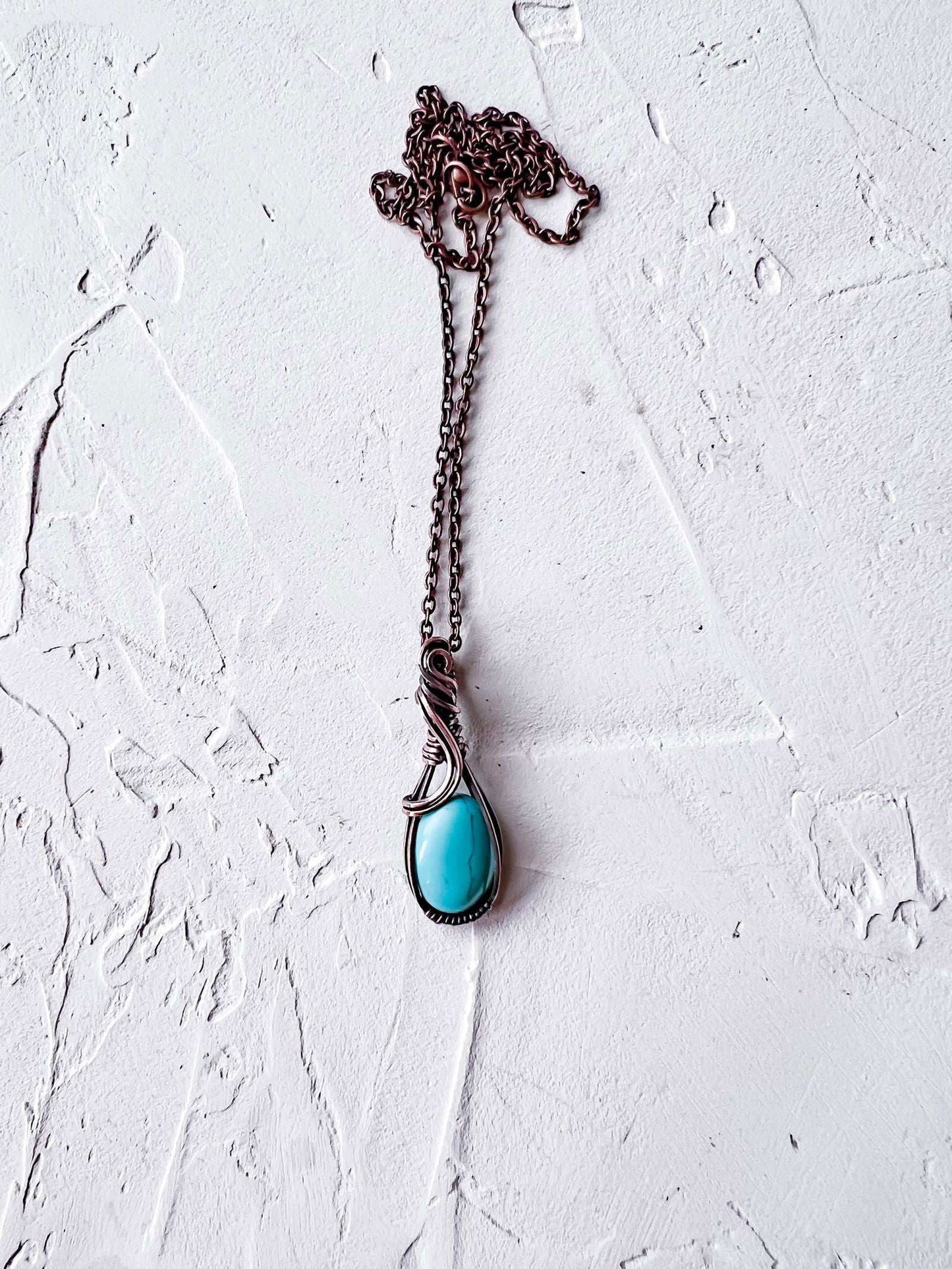Mini Copper Pendants Turquoise Lab Made - Copper Jewels