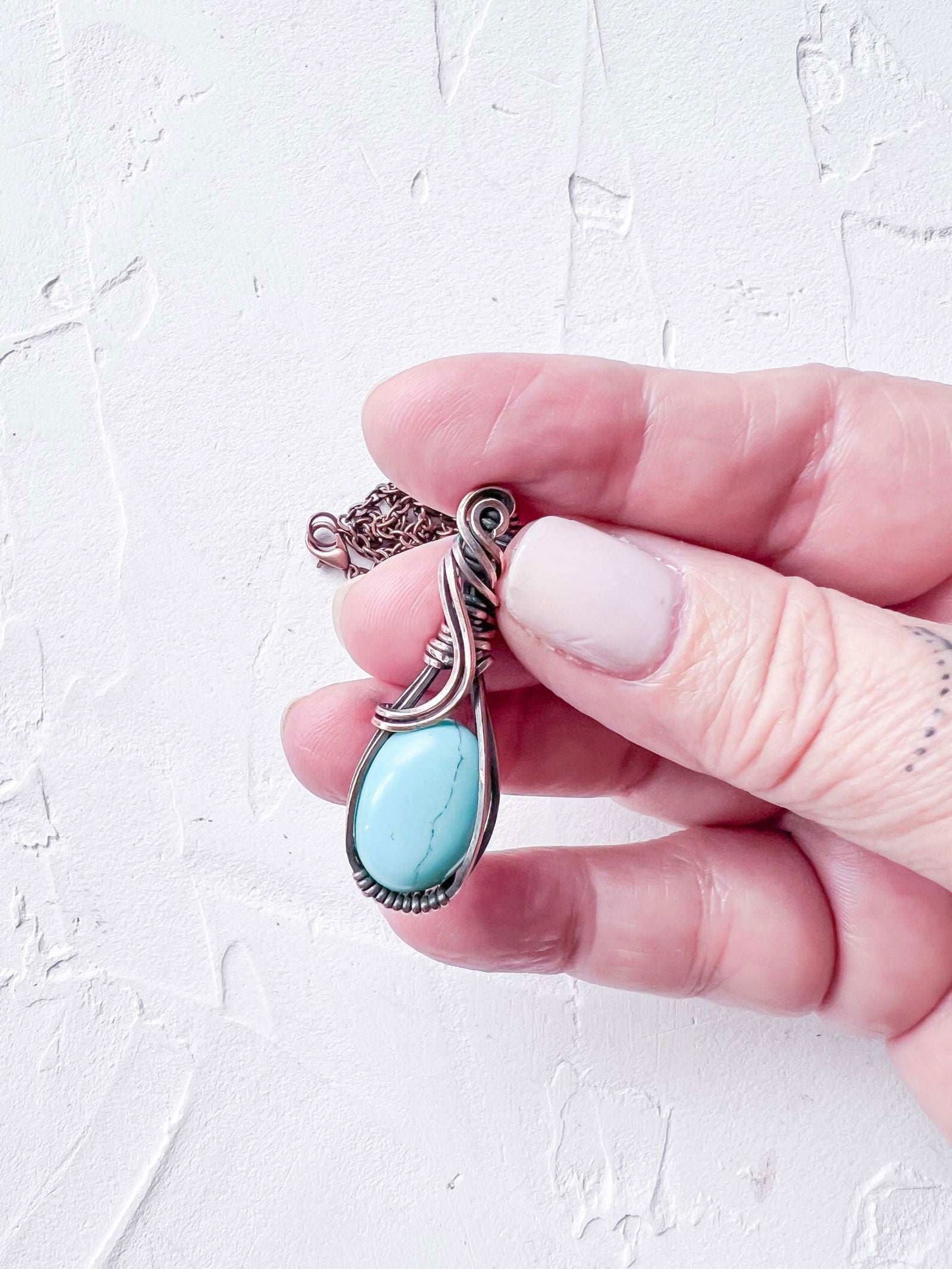 Mini Copper Pendants Turquoise Lab Made - Copper Jewels