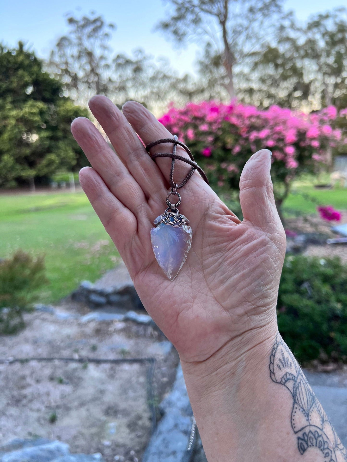 Opalite Arrowhead with Celtic Knot Accent - Copper Jewels