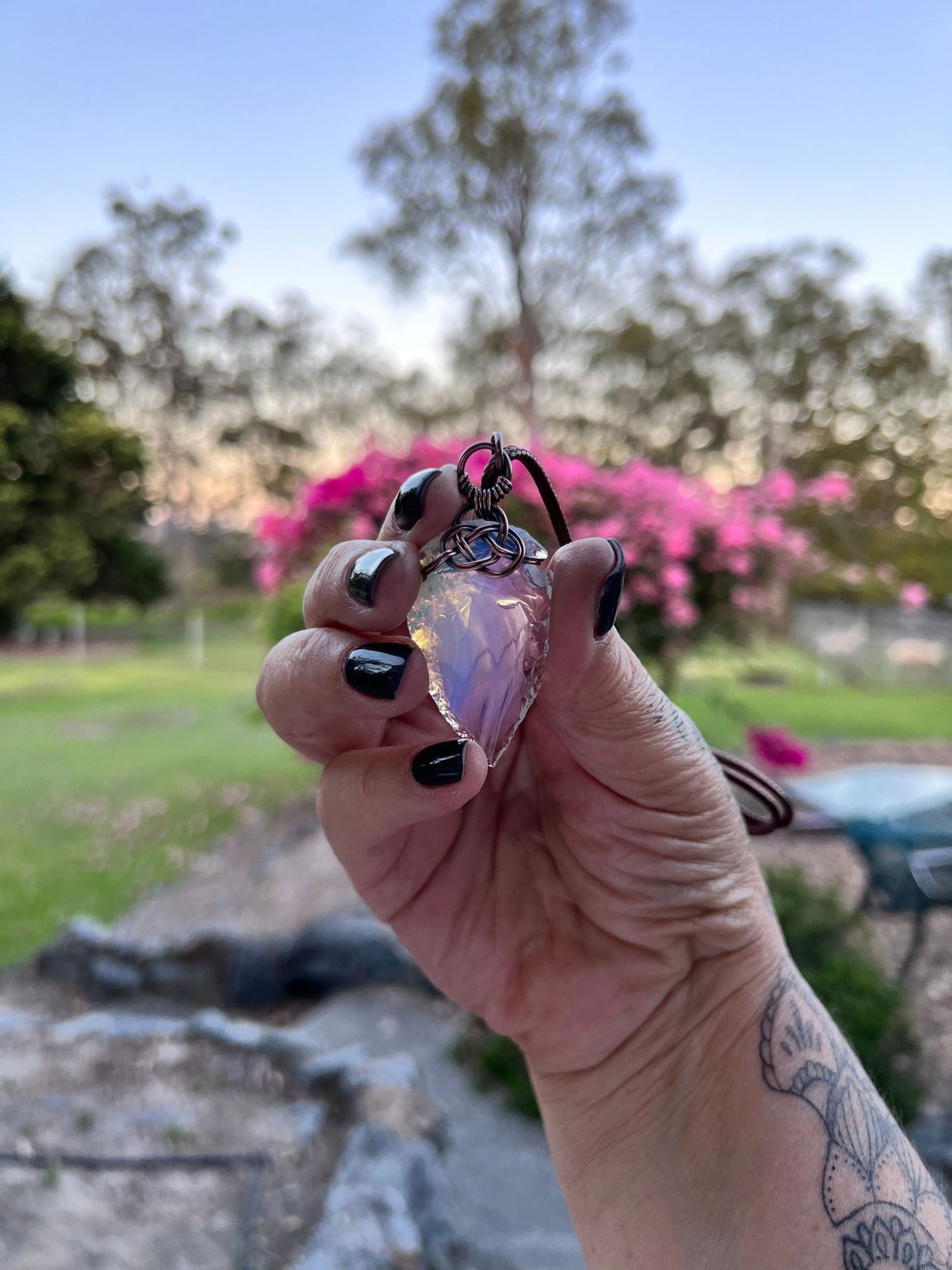 Opalite Arrowhead with Celtic Knot Accent - Copper Jewels