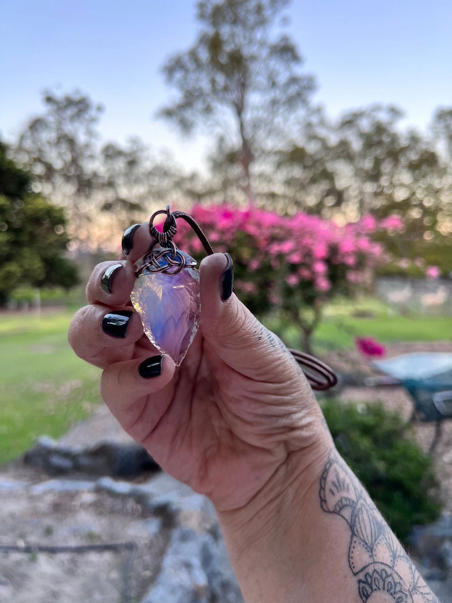 Opalite Arrowhead with Celtic Knot Accent - Copper Jewels