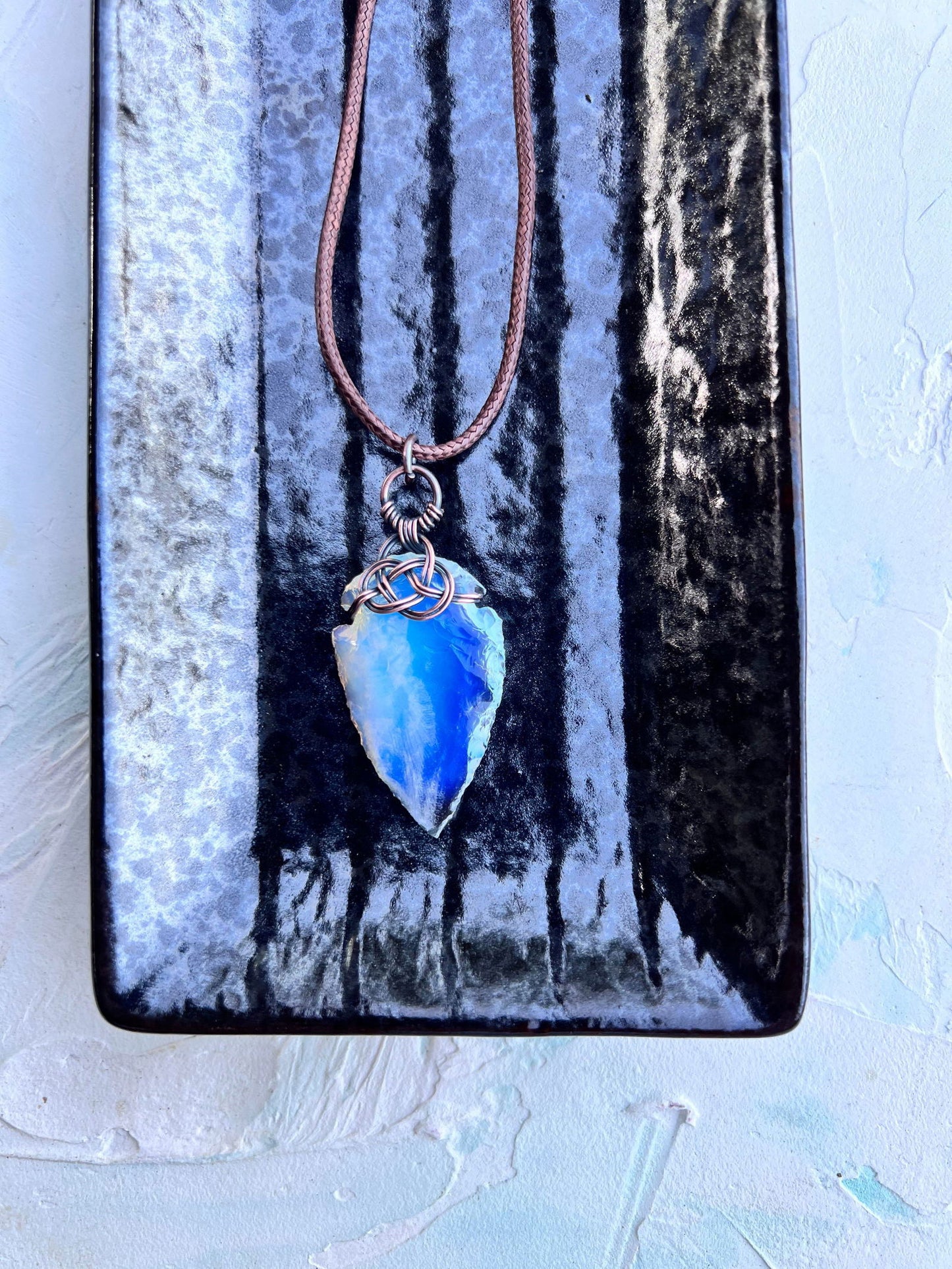 Opalite Arrowhead with Celtic Knot Accent - Copper Jewels