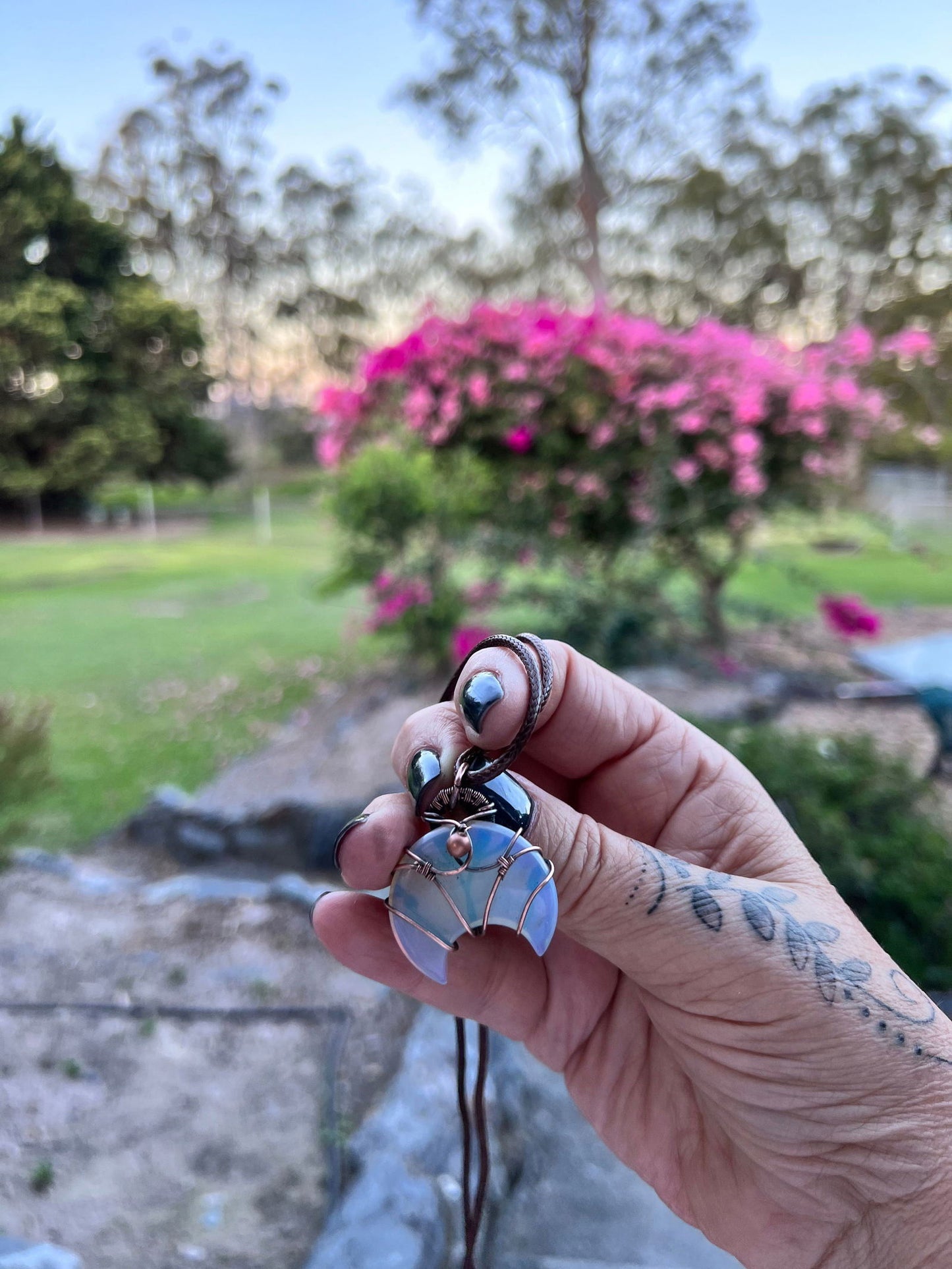 Opalite Moon with Copper Bead - Copper Jewels