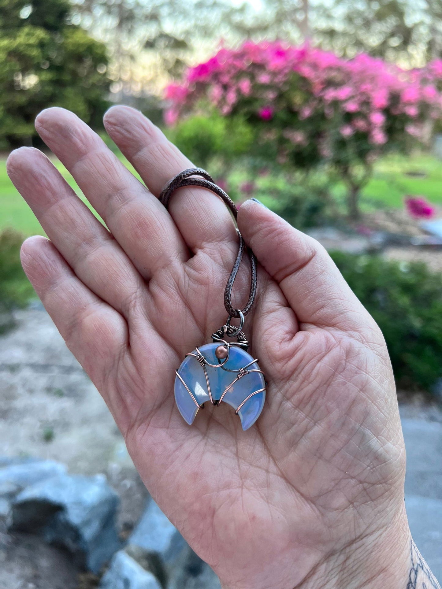 Opalite Moon with Copper Bead - Copper Jewels