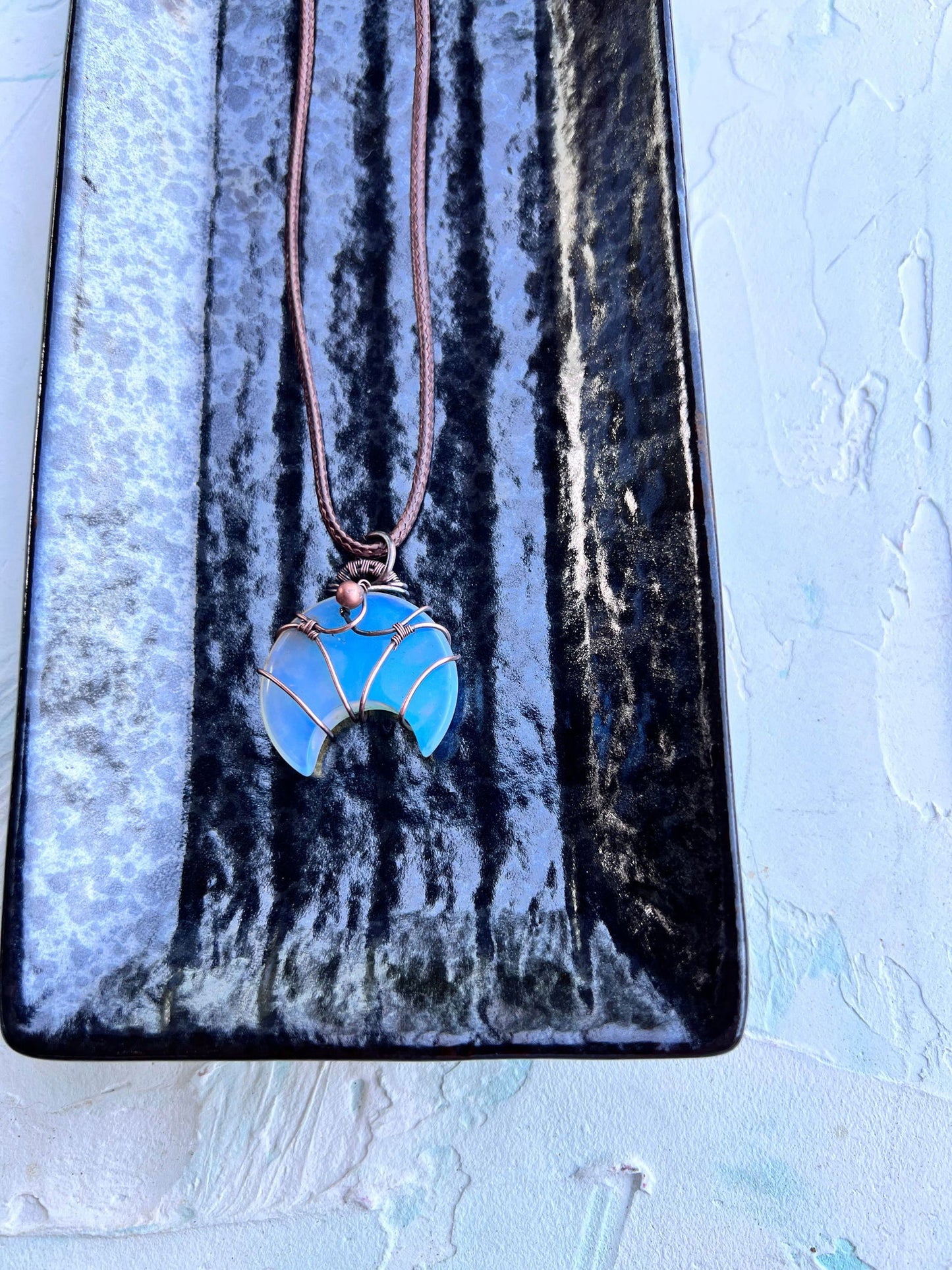 Opalite Moon with Copper Bead - Copper Jewels