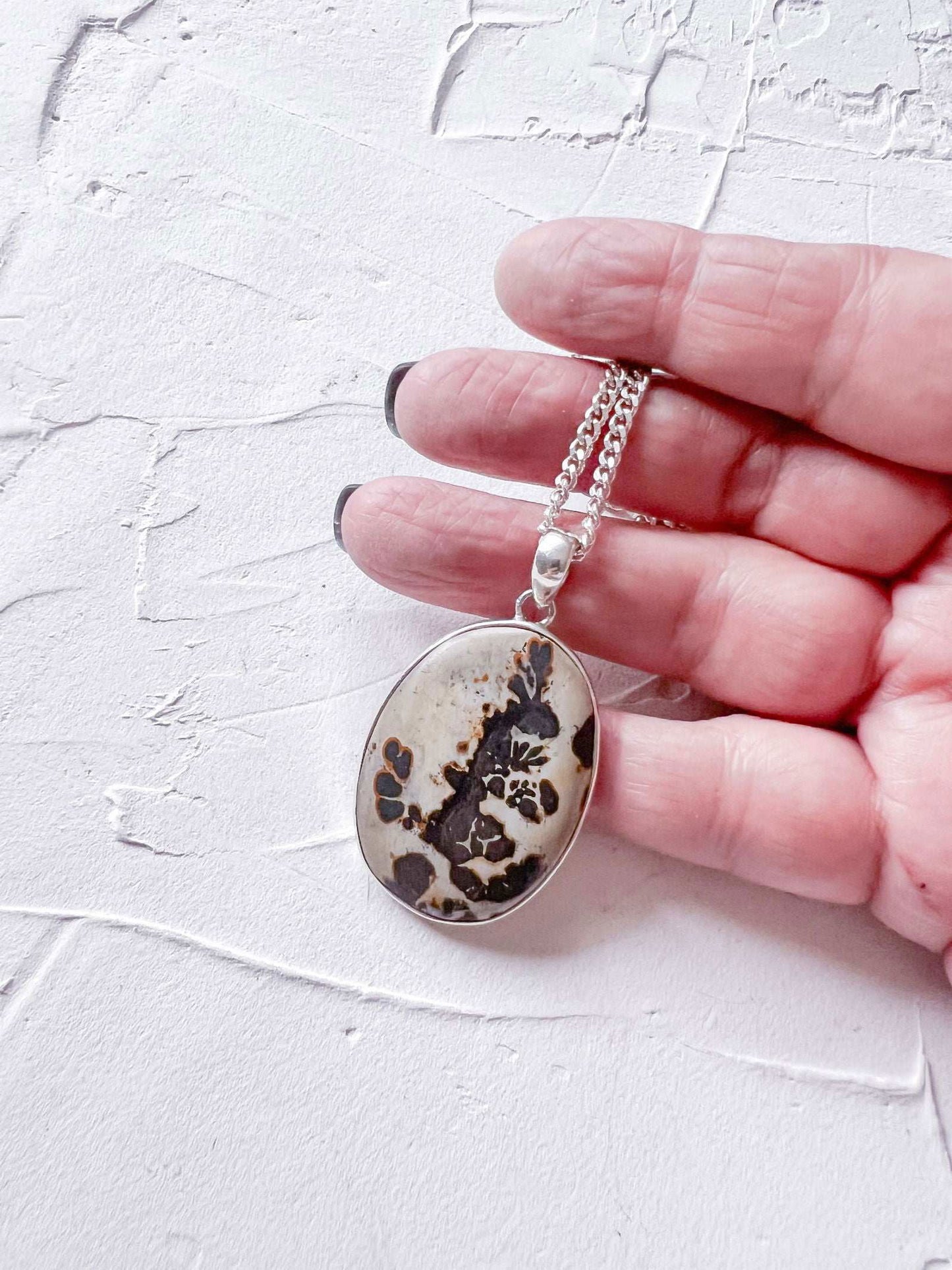 Opulent Hand Crafted Jasper and Silver Pendant - Copper Jewels