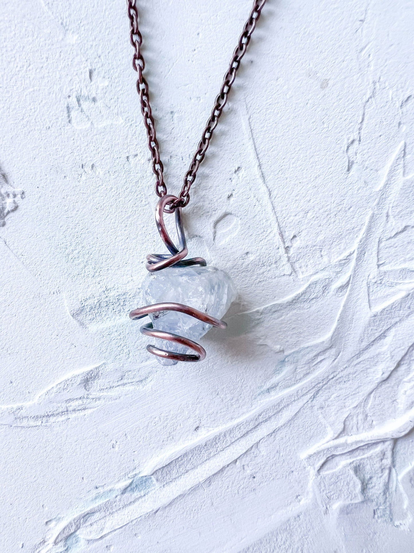 Raw Celestite and Copper Pendant - Copper Jewels