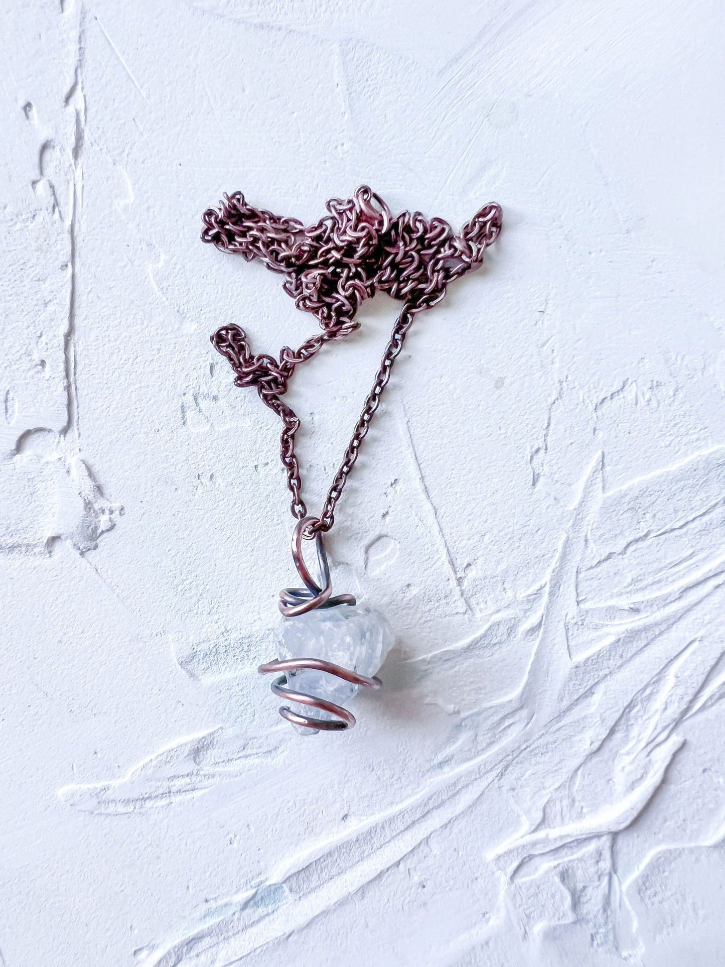 Raw Celestite and Copper Pendant - Copper Jewels
