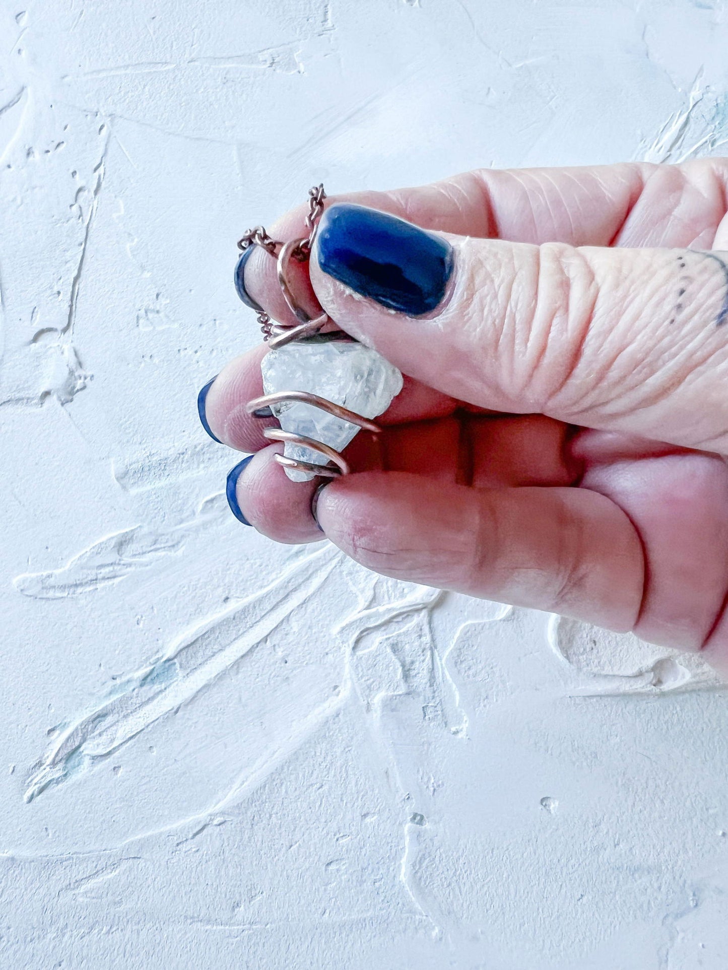 Raw Celestite and Copper Pendant - Copper Jewels