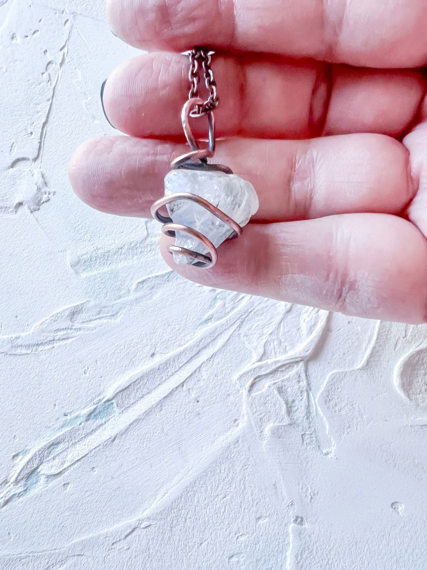 Raw Celestite and Copper Pendant - Copper Jewels