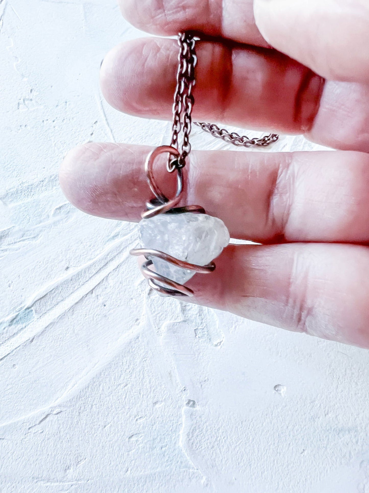 Raw Celestite and Copper Pendant - Copper Jewels