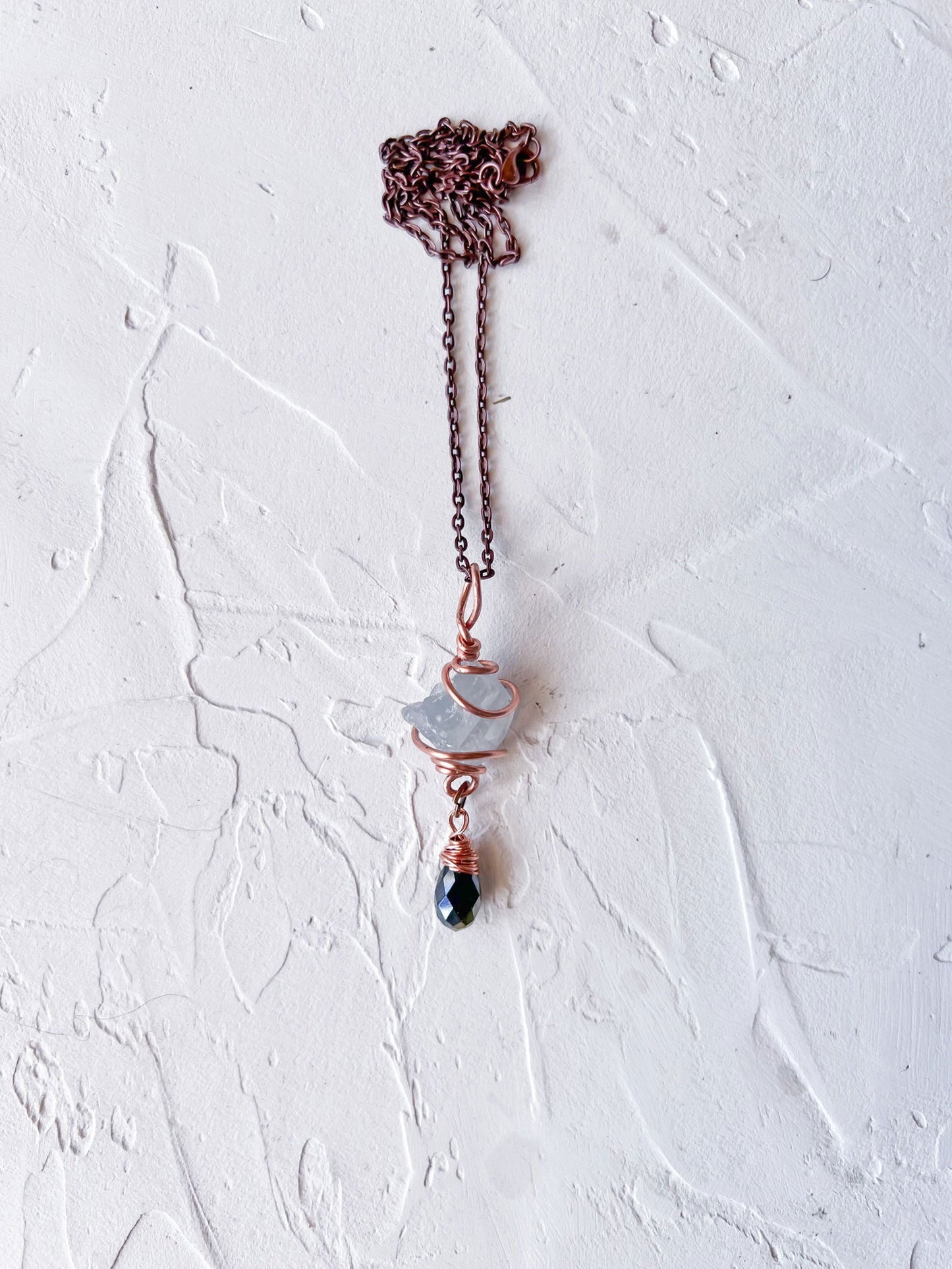 Raw Celestite and Copper Pendant - Copper Jewels