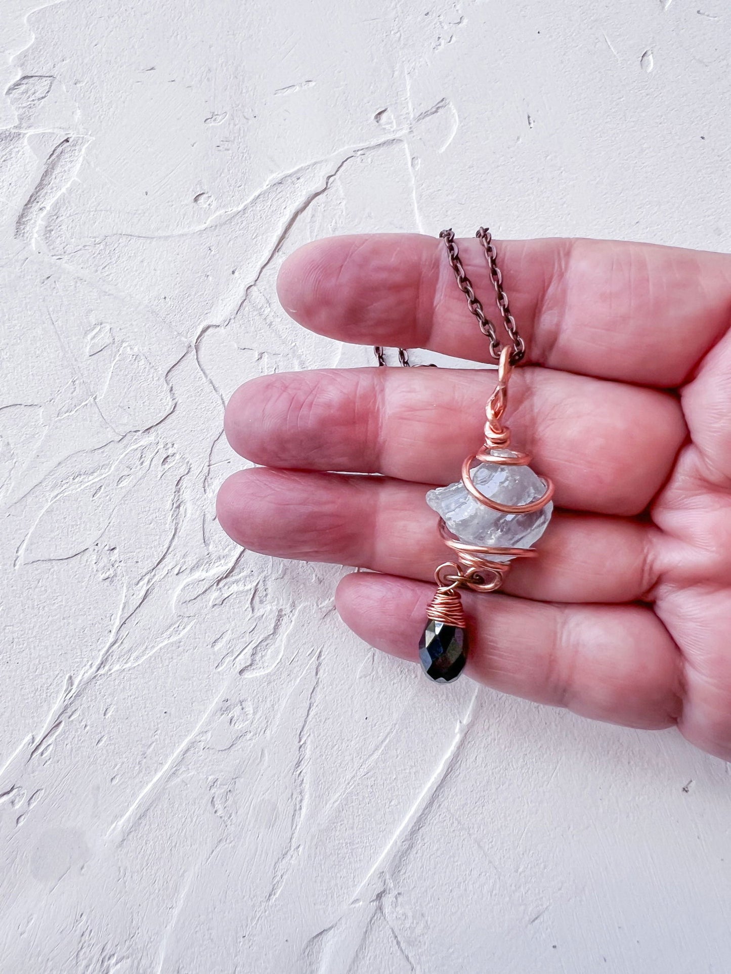 Raw Celestite and Copper Pendant - Copper Jewels