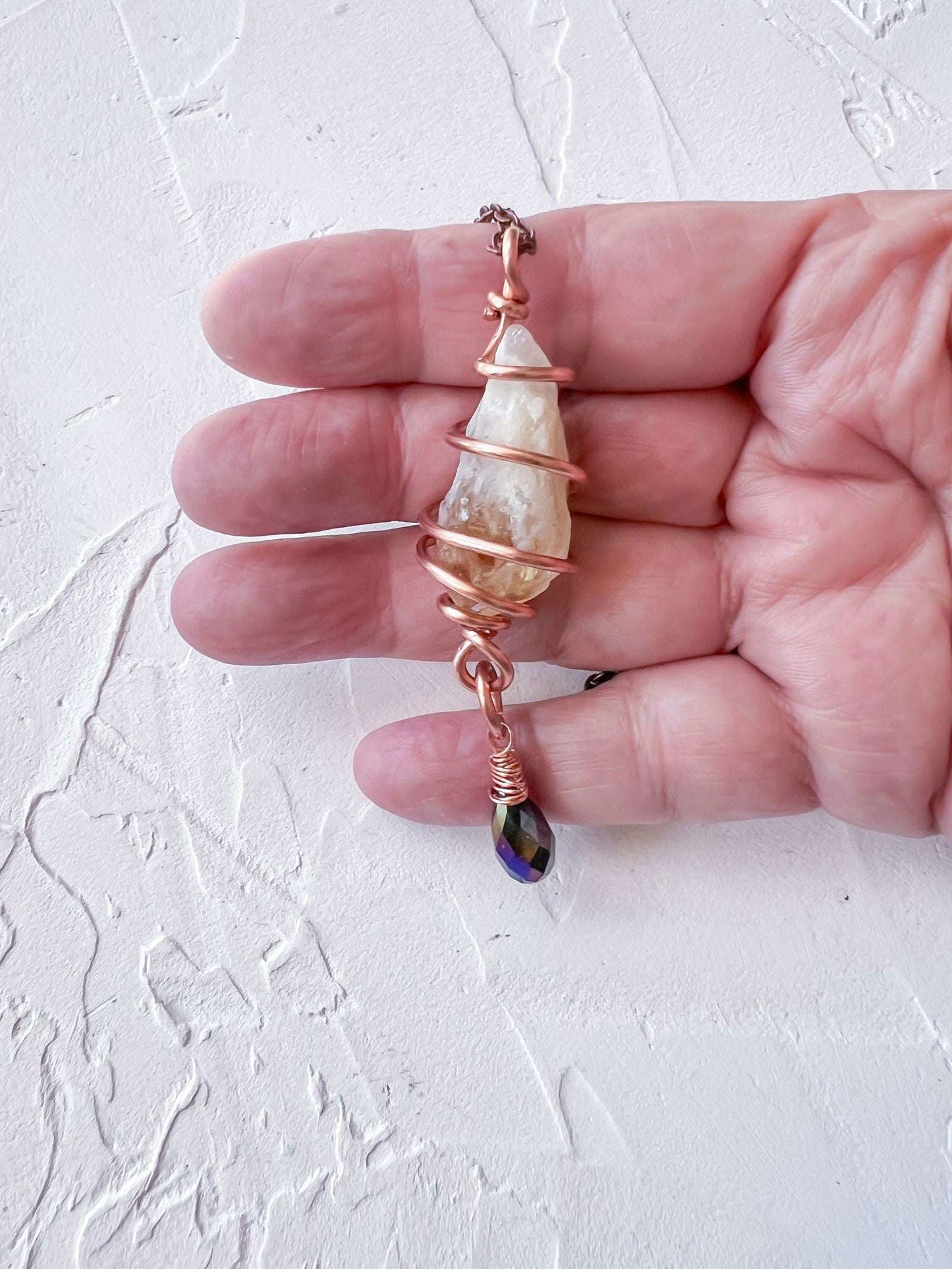 Raw Citrine and Copper Pendant - Copper Jewels