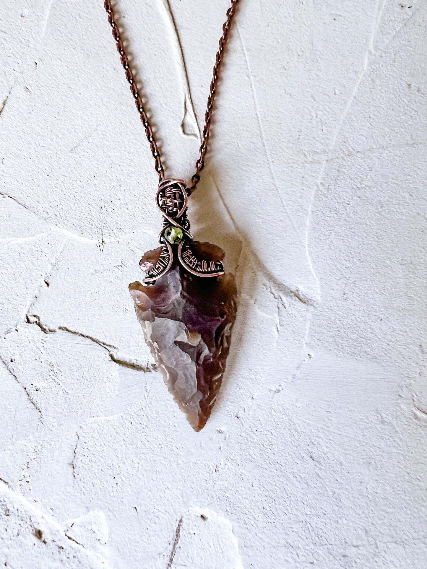 Red Jasper Arrowhead with Black Tourmaline Accent Set in Copper - Copper Jewels