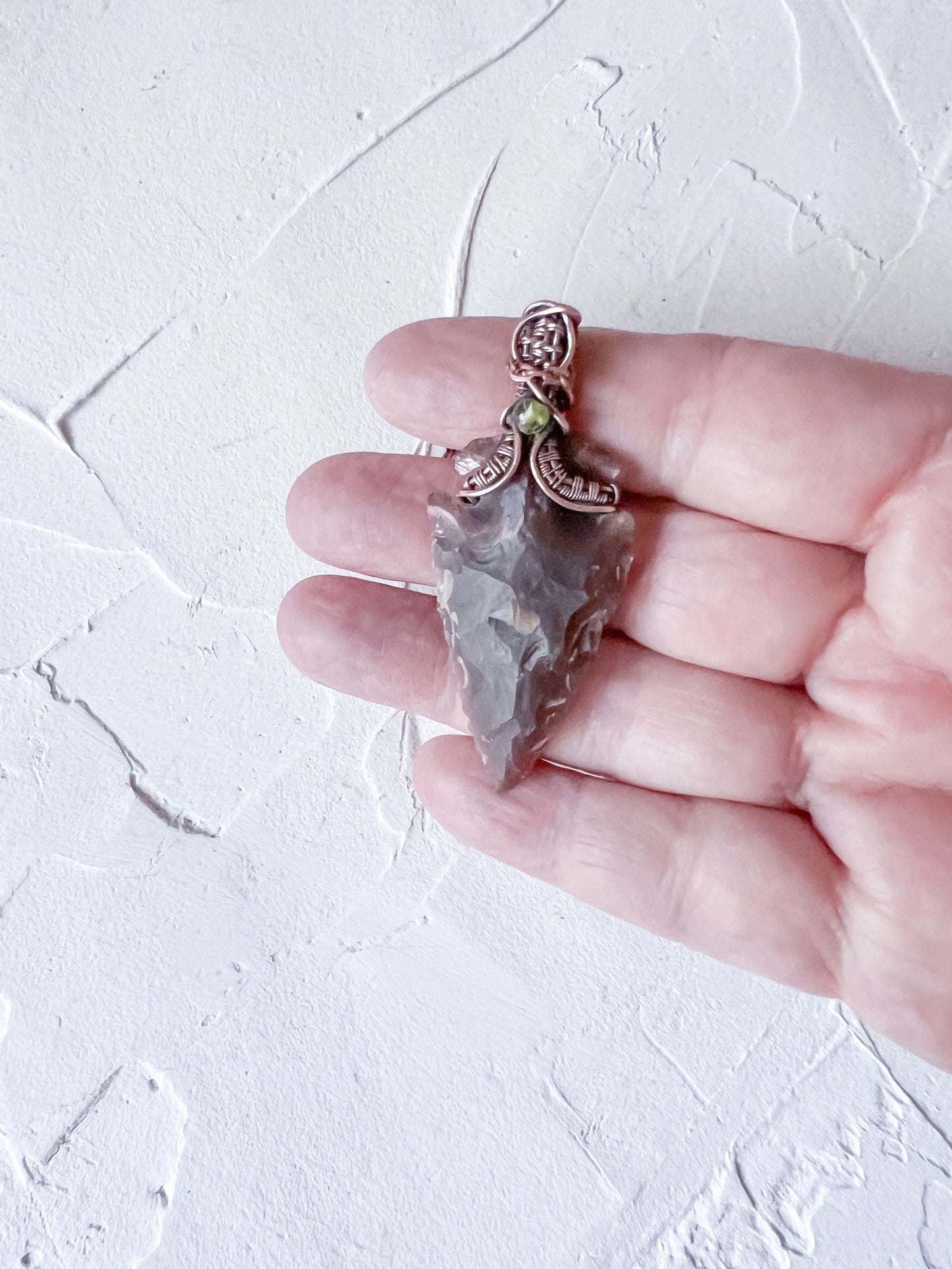 Red Jasper Arrowhead with Black Tourmaline Accent Set in Copper - Copper Jewels
