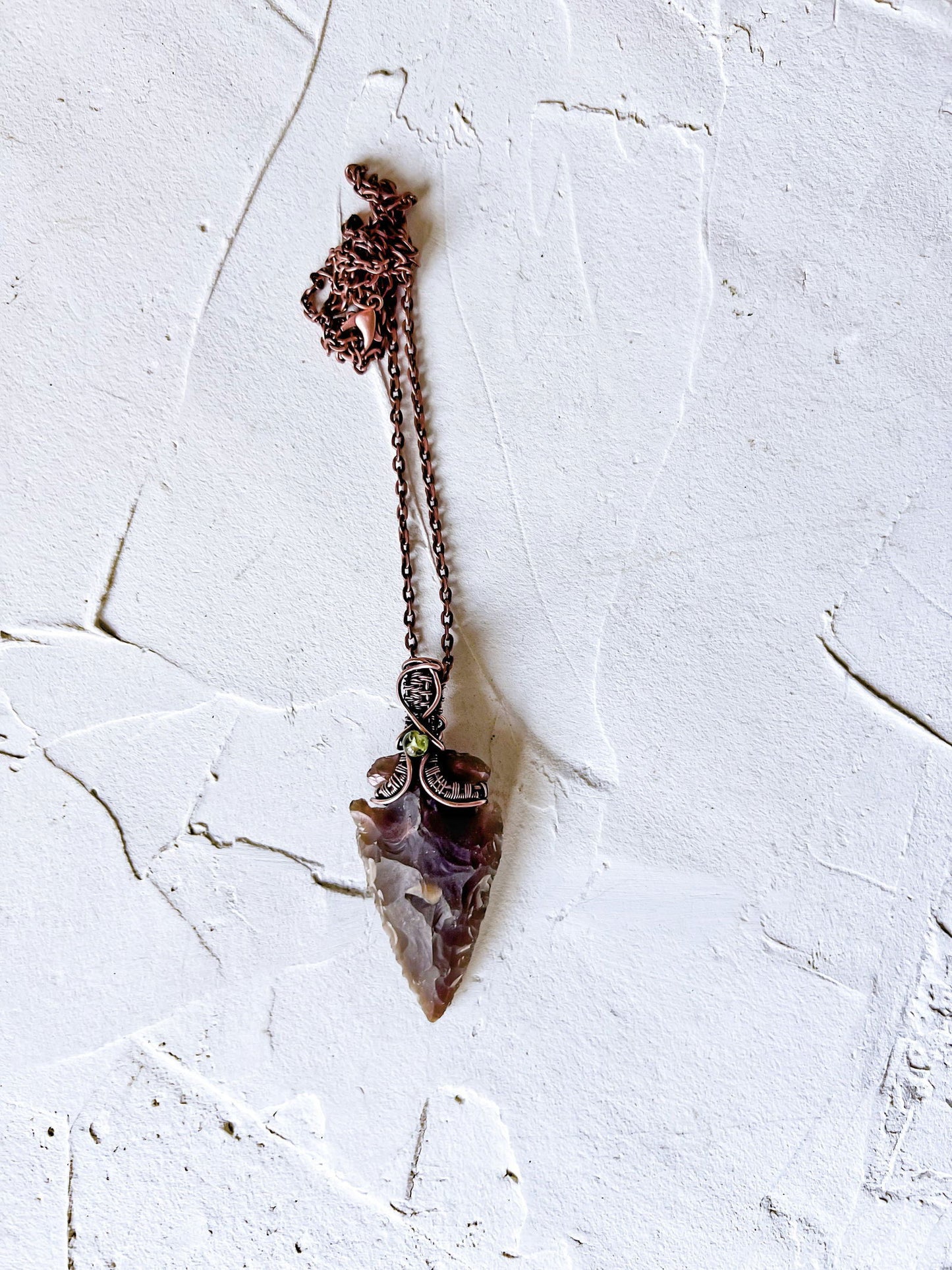 Red Jasper Arrowhead with Black Tourmaline Accent Set in Copper - Copper Jewels