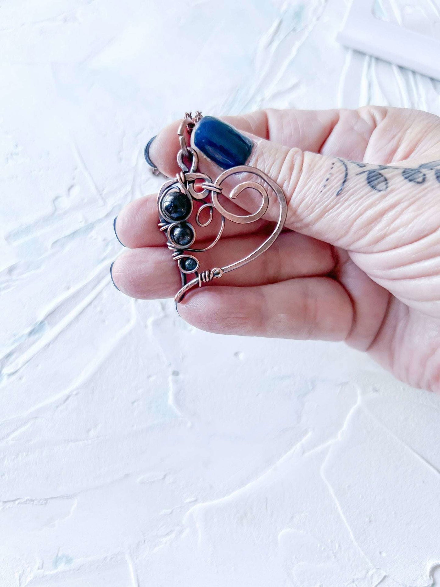 Rustic Boho 3 Bead Heart - Copper Jewels