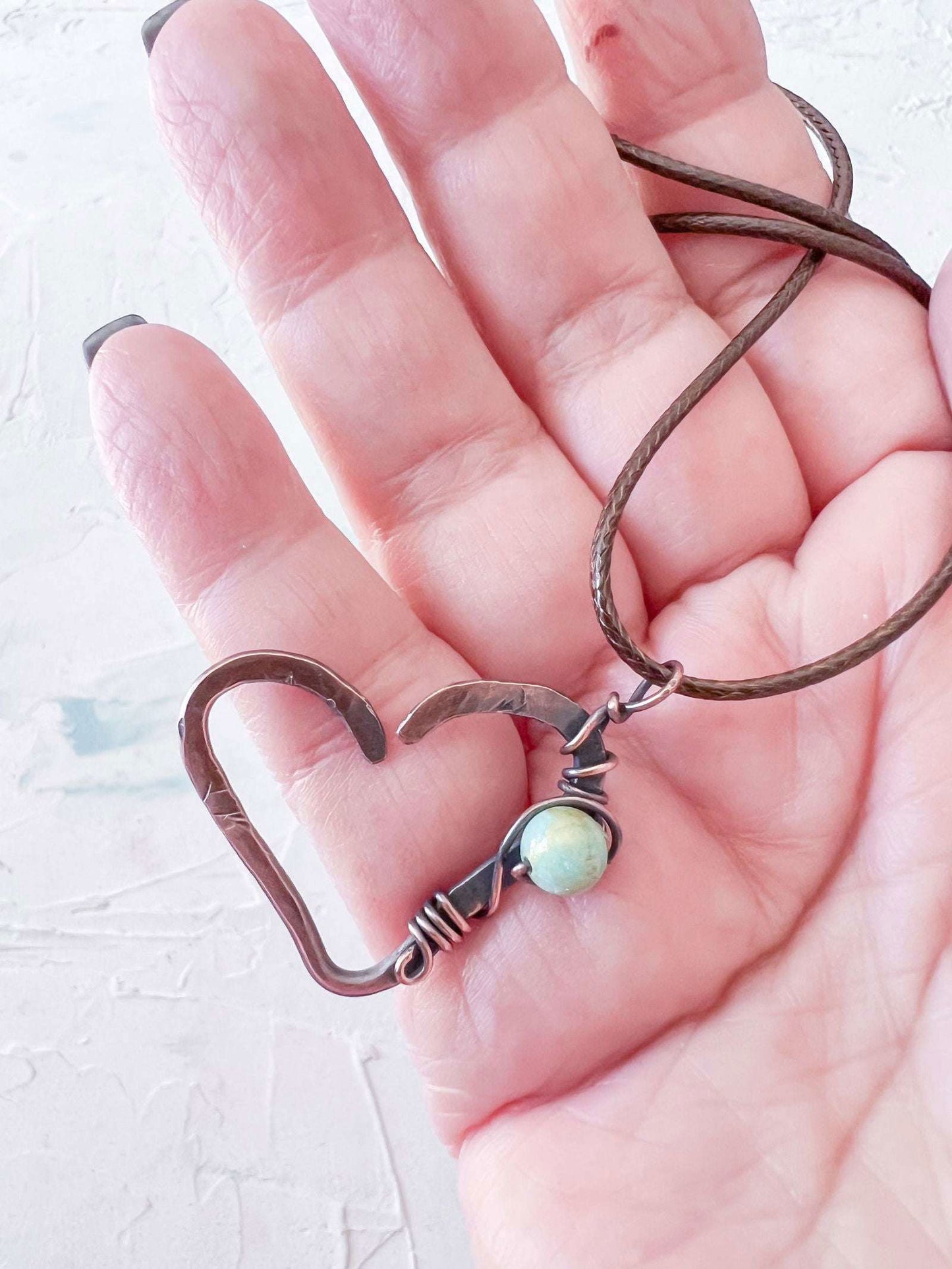 Rustic Boho Heart with Beads - Copper Jewels