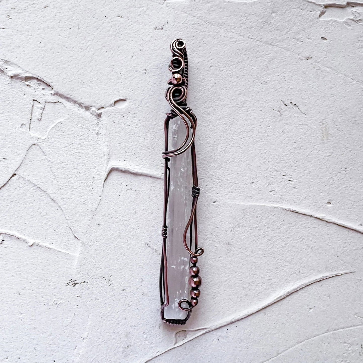 Selenite and Copper Pendant - Copper Jewels