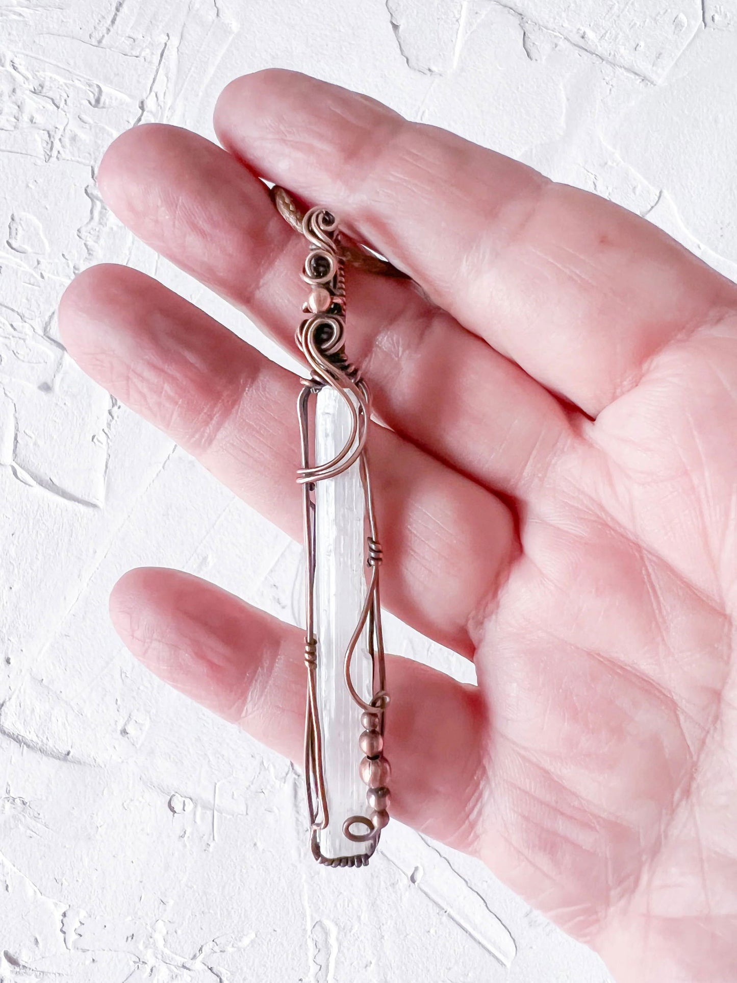 Selenite and Copper Pendant - Copper Jewels