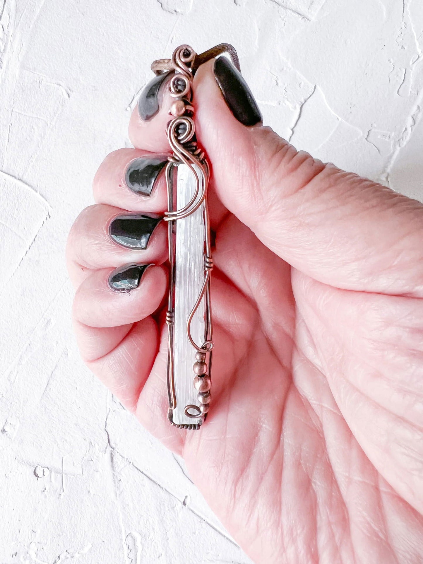 Selenite and Copper Pendant - Copper Jewels