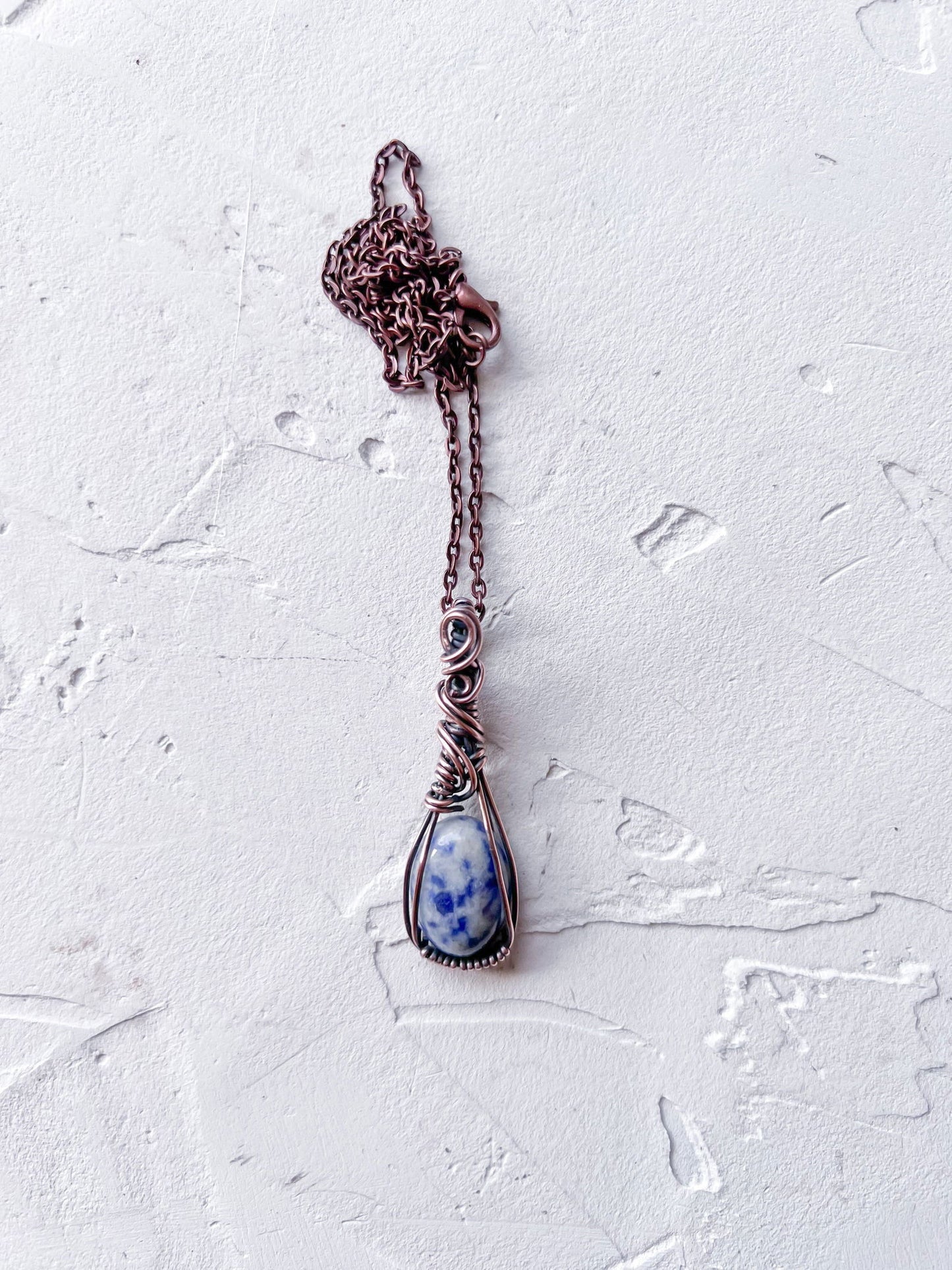 Sodalite and Copper Wire Mini Pendant - Copper Jewels