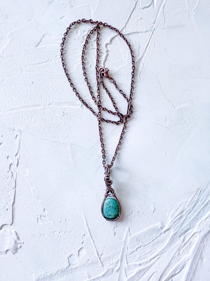 Turquoise Pendant set in Copper Wire
