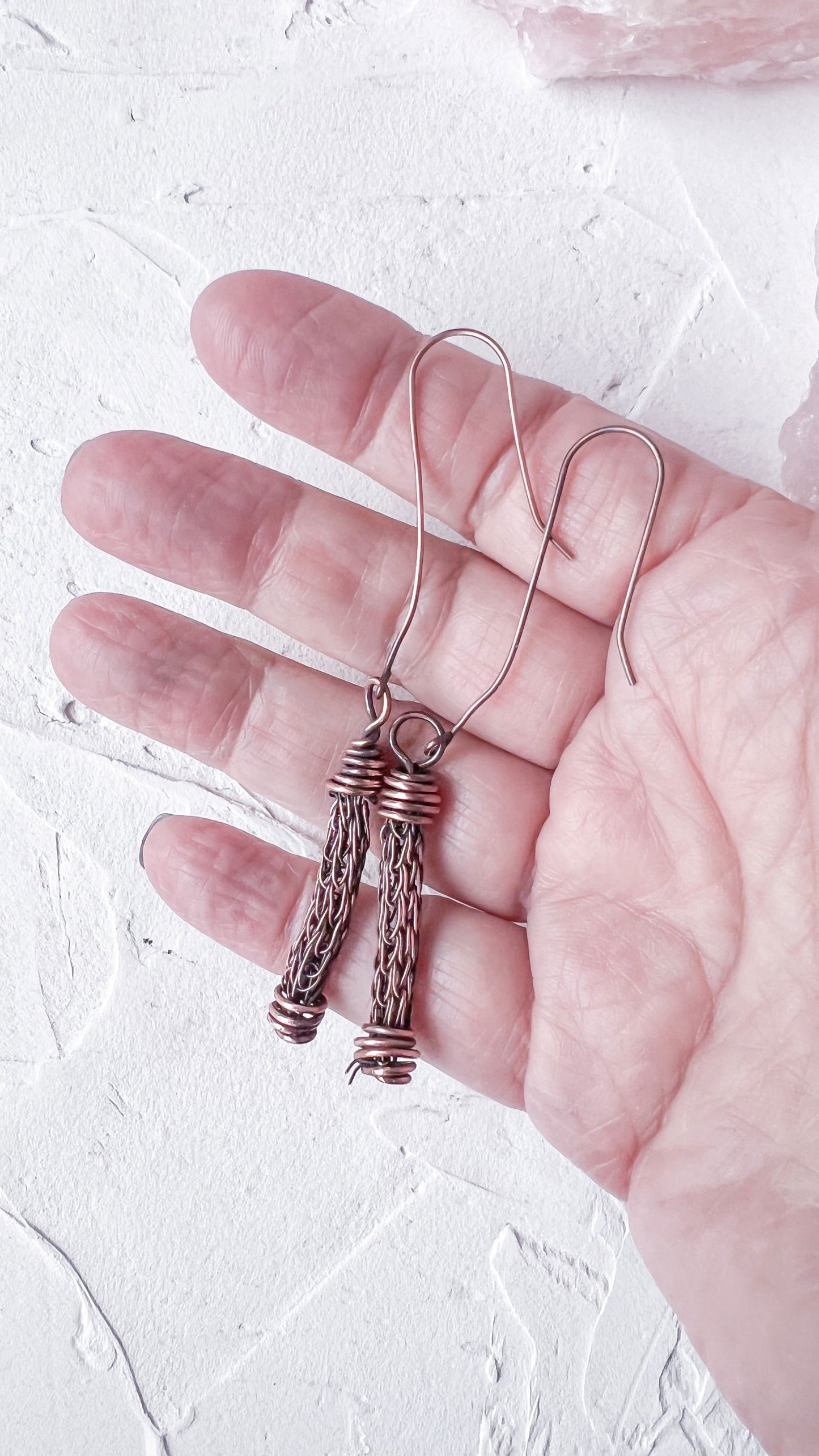 Viking Knit Copper Earrings - Copper Jewels