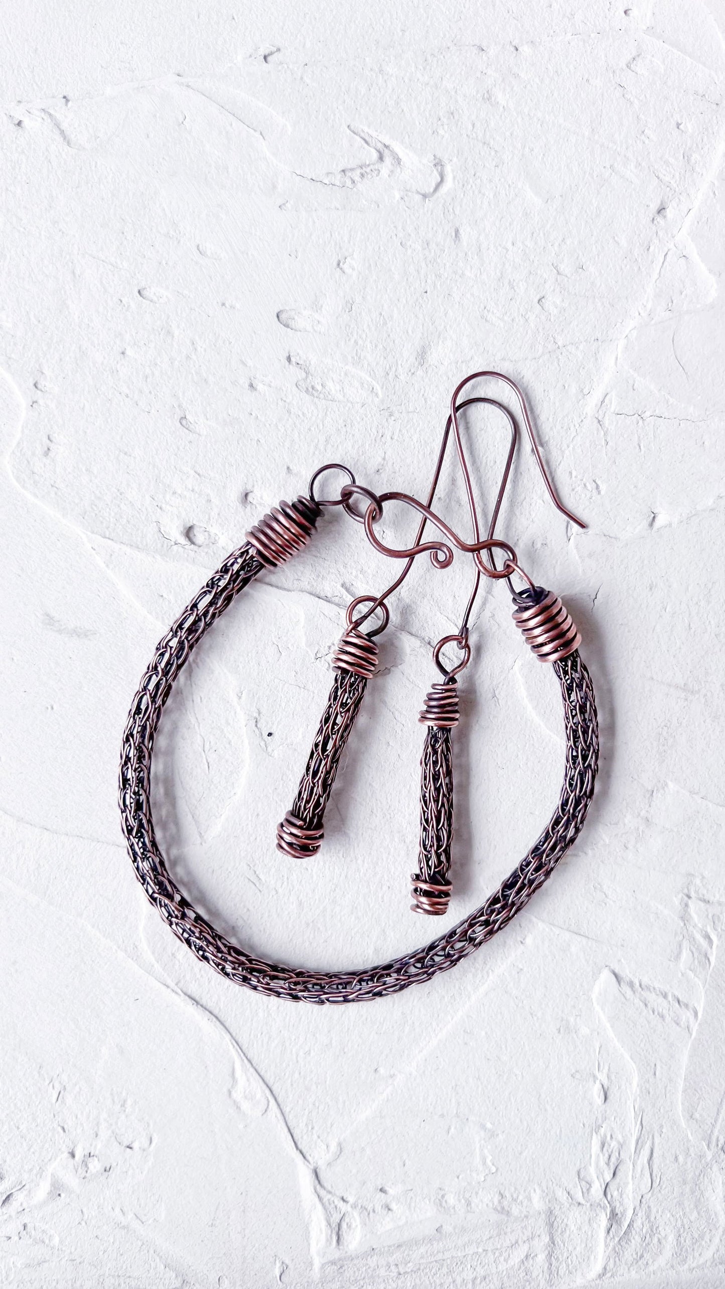 Viking Knit Copper Earrings - Copper Jewels