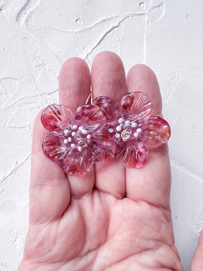 Handmade Whimsical Rose Gold Filled Wire and Lampwork Earrings